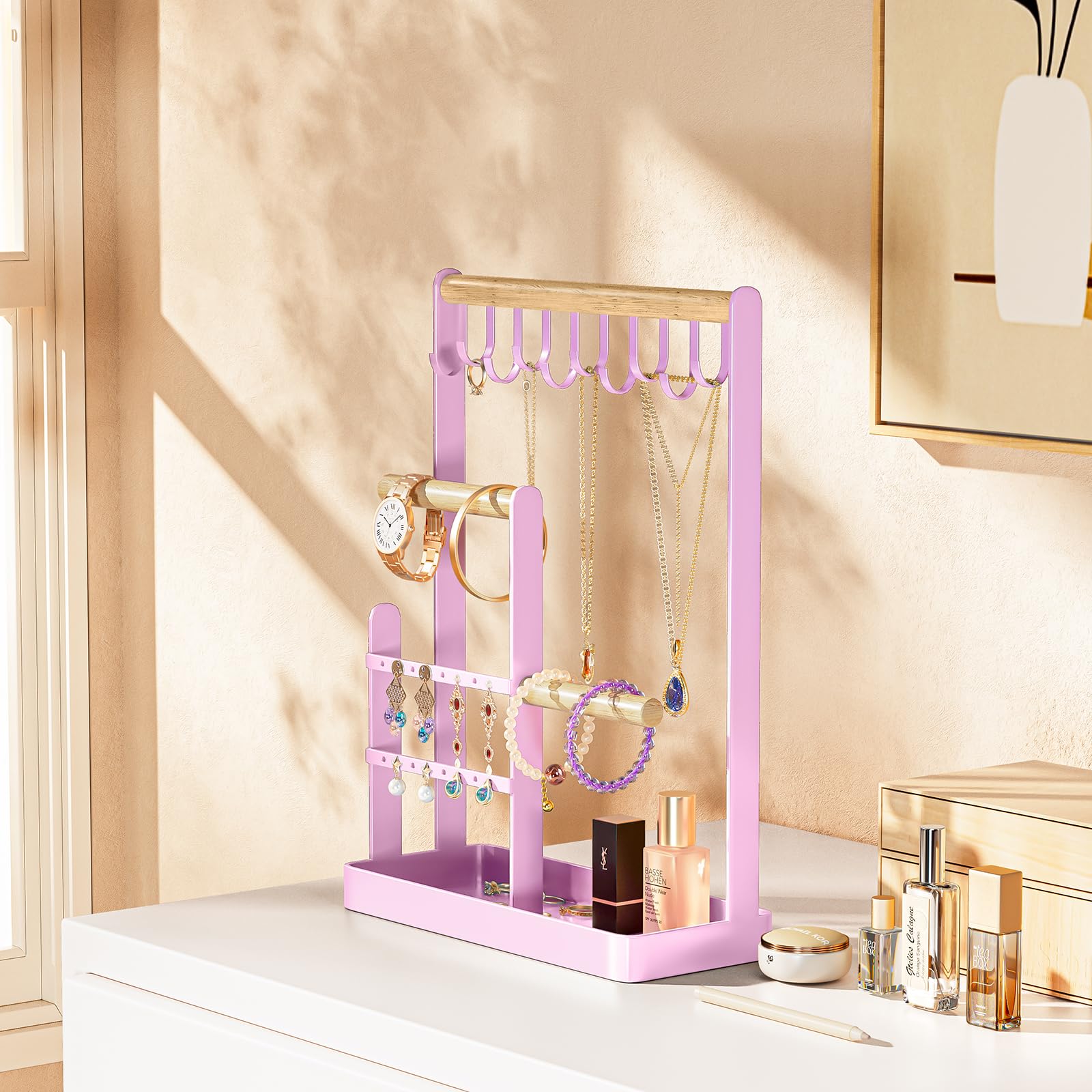 Jewelry Organizer Stand with Ring Tray