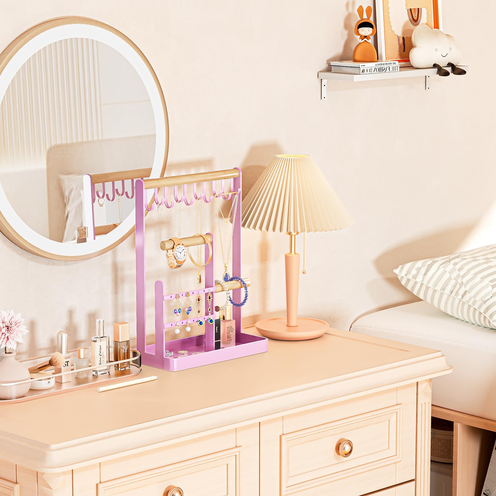 Jewelry Organizer Stand with Ring Tray