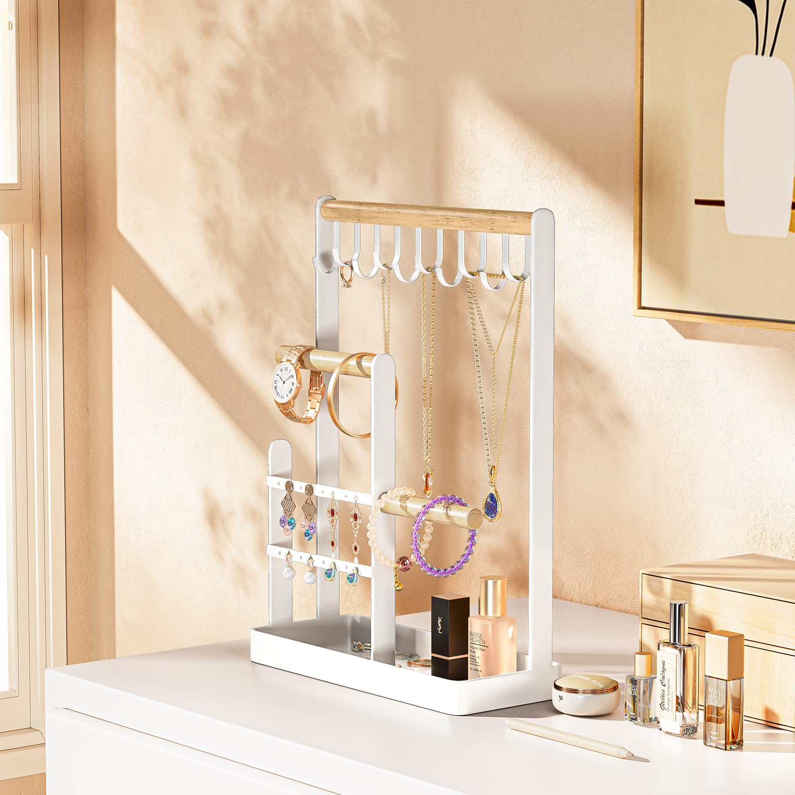 Jewelry Organizer Stand with Ring Tray