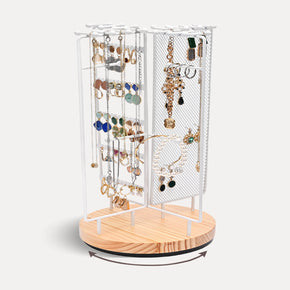 rotating jewelry stand display white