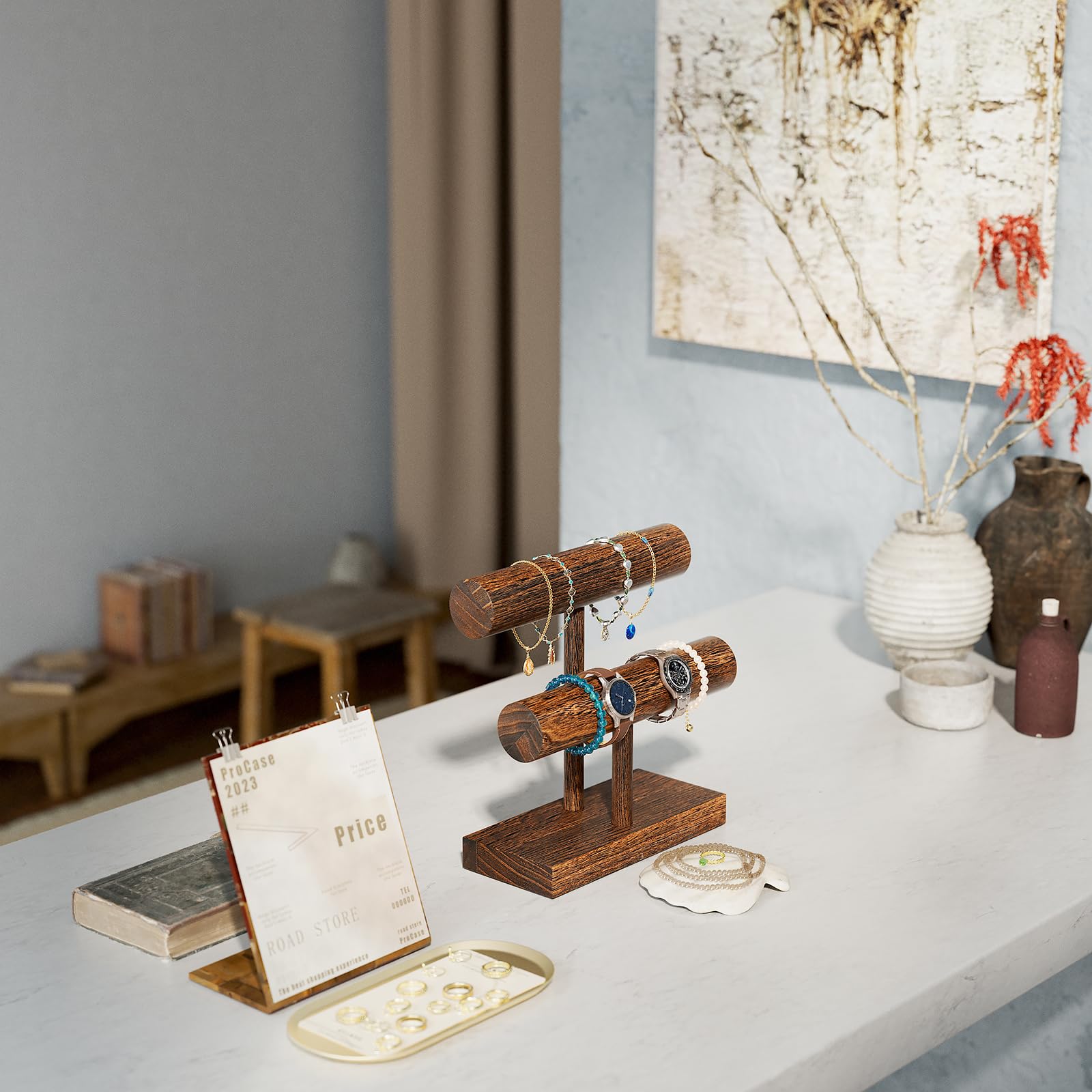 T-bar Wooden Bracelet Stand for Retail