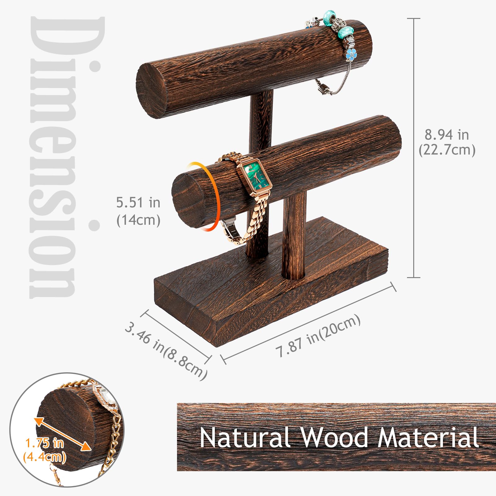 T-bar Wooden Bracelet Stand for Retail