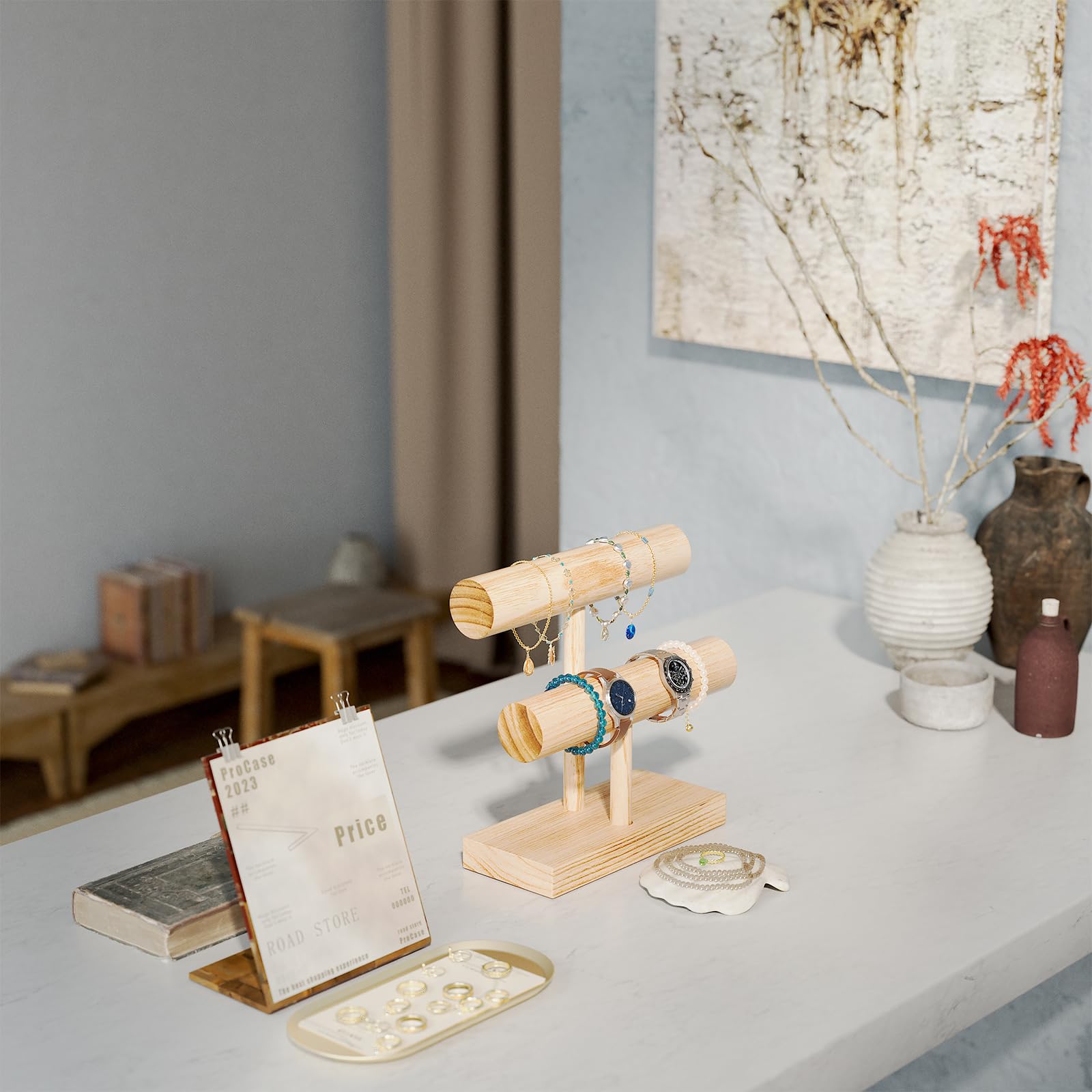 T-bar Wooden Bracelet Stand for Retail