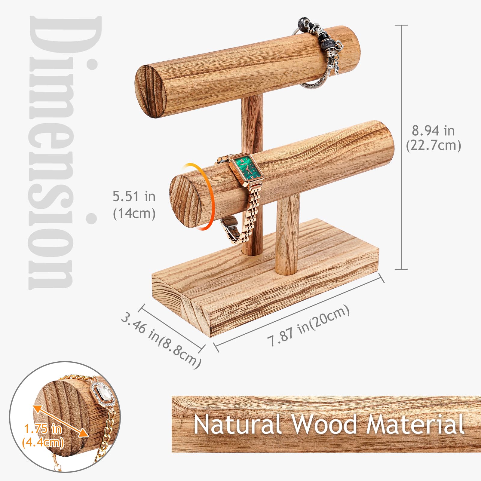 T-bar Wooden Bracelet Stand for Retail