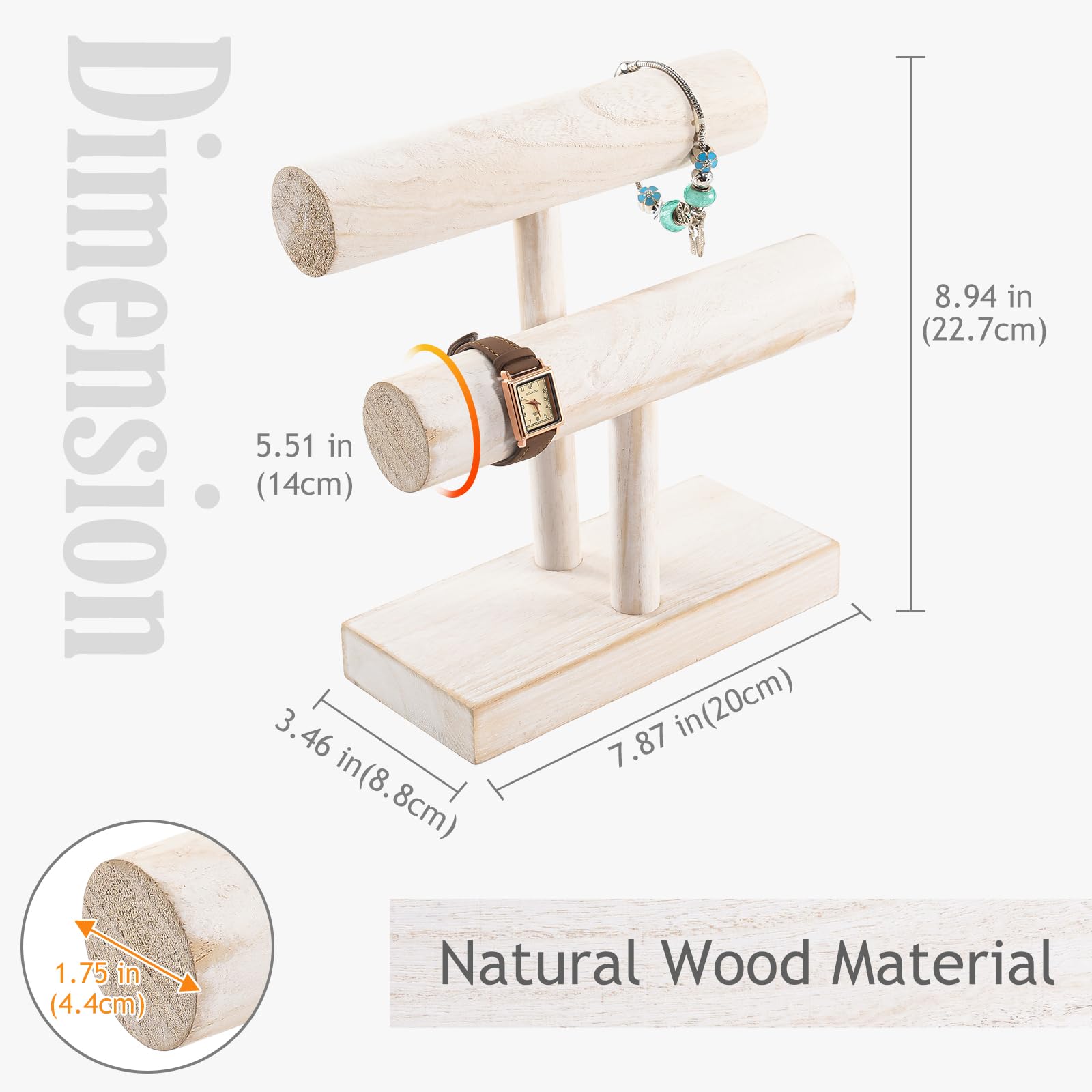T-bar Wooden Bracelet Stand for Retail