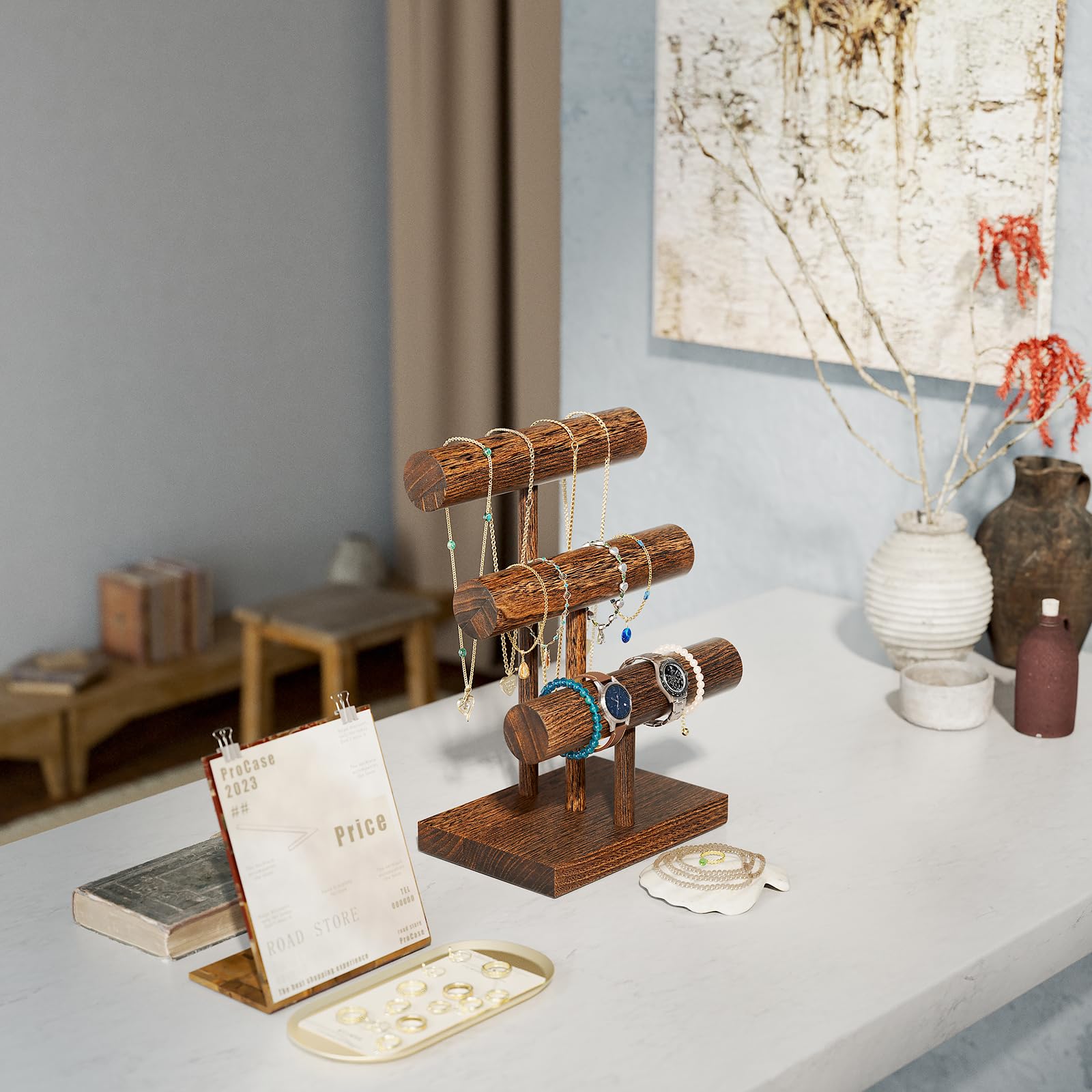 T-bar Wooden Bracelet Stand for Retail