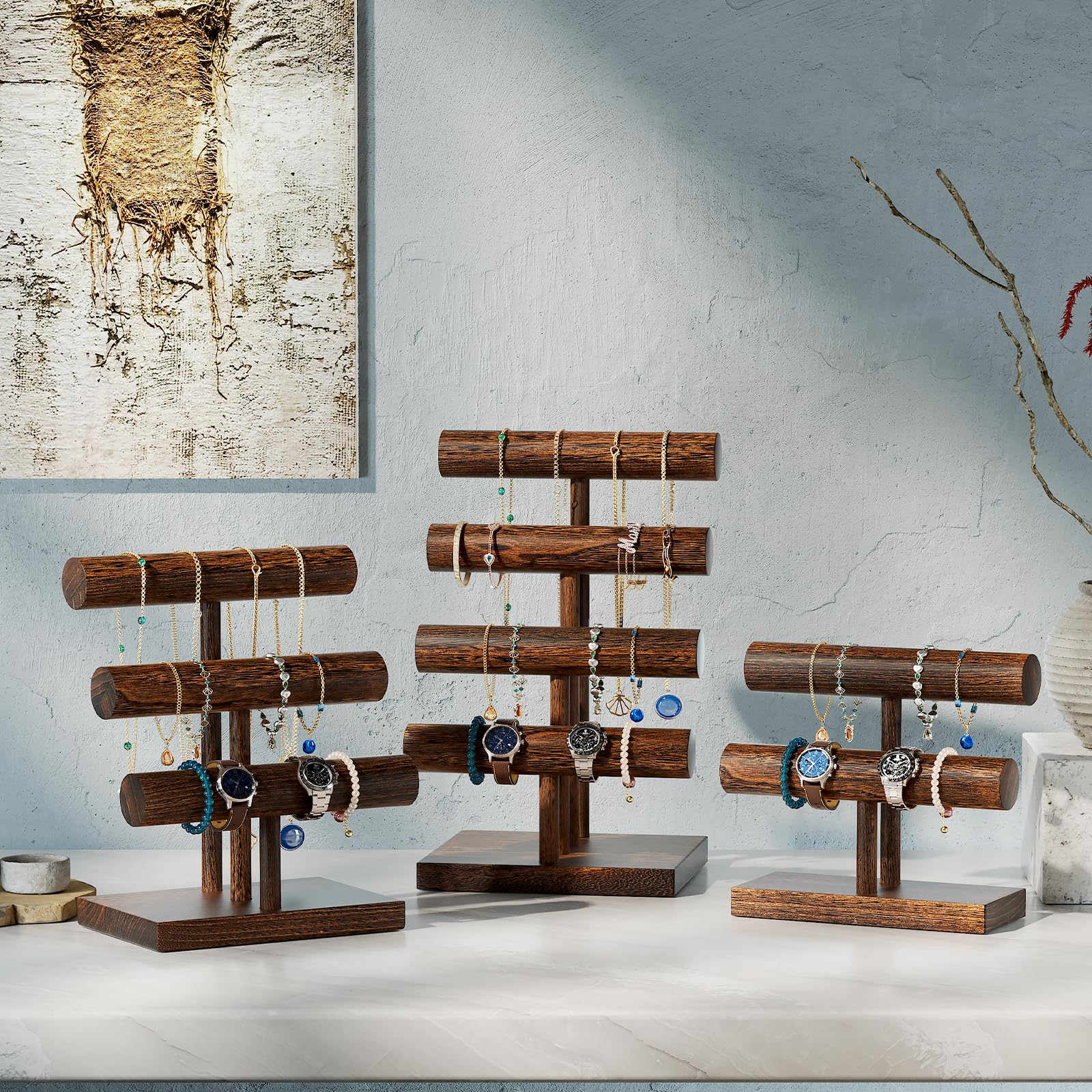 T-bar Wooden Bracelet Stand for Retail