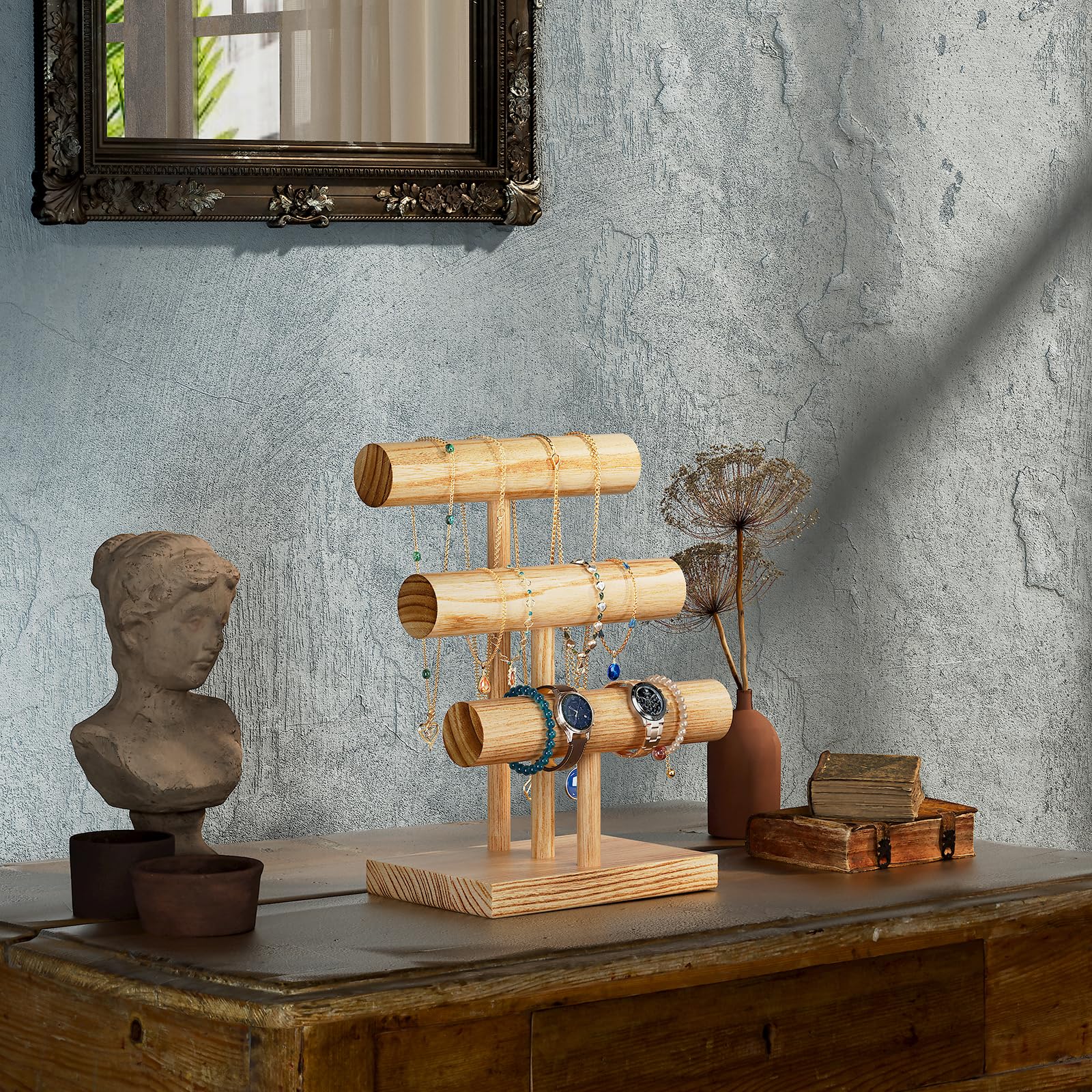 T-bar Wooden Bracelet Stand for Retail