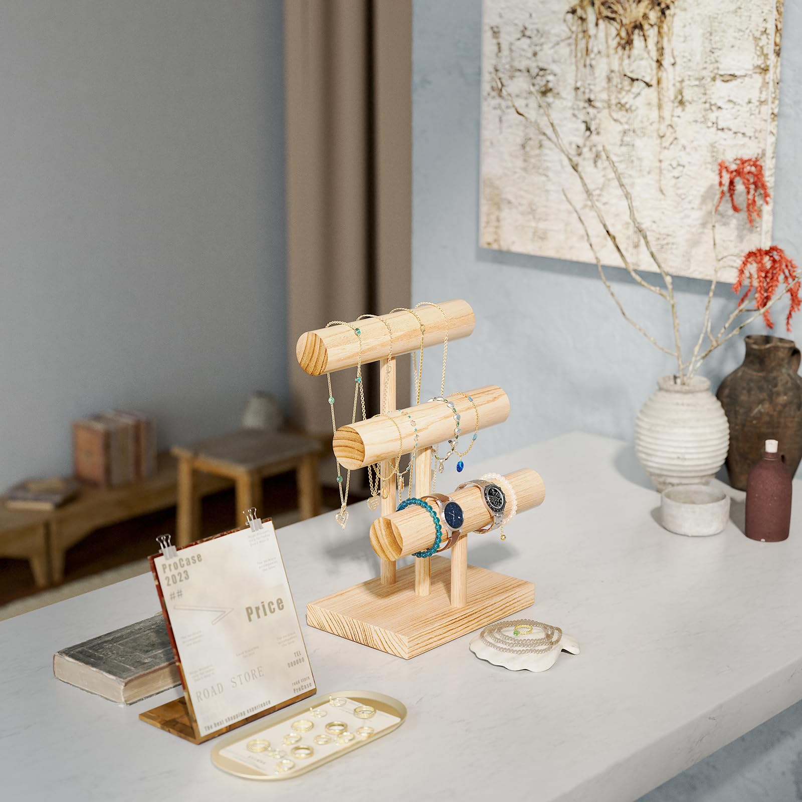T-bar Wooden Bracelet Stand for Retail