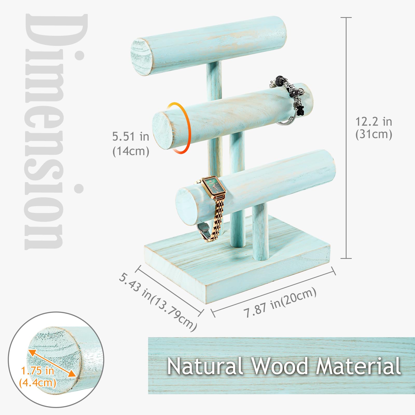 T-bar Wooden Bracelet Stand for Retail