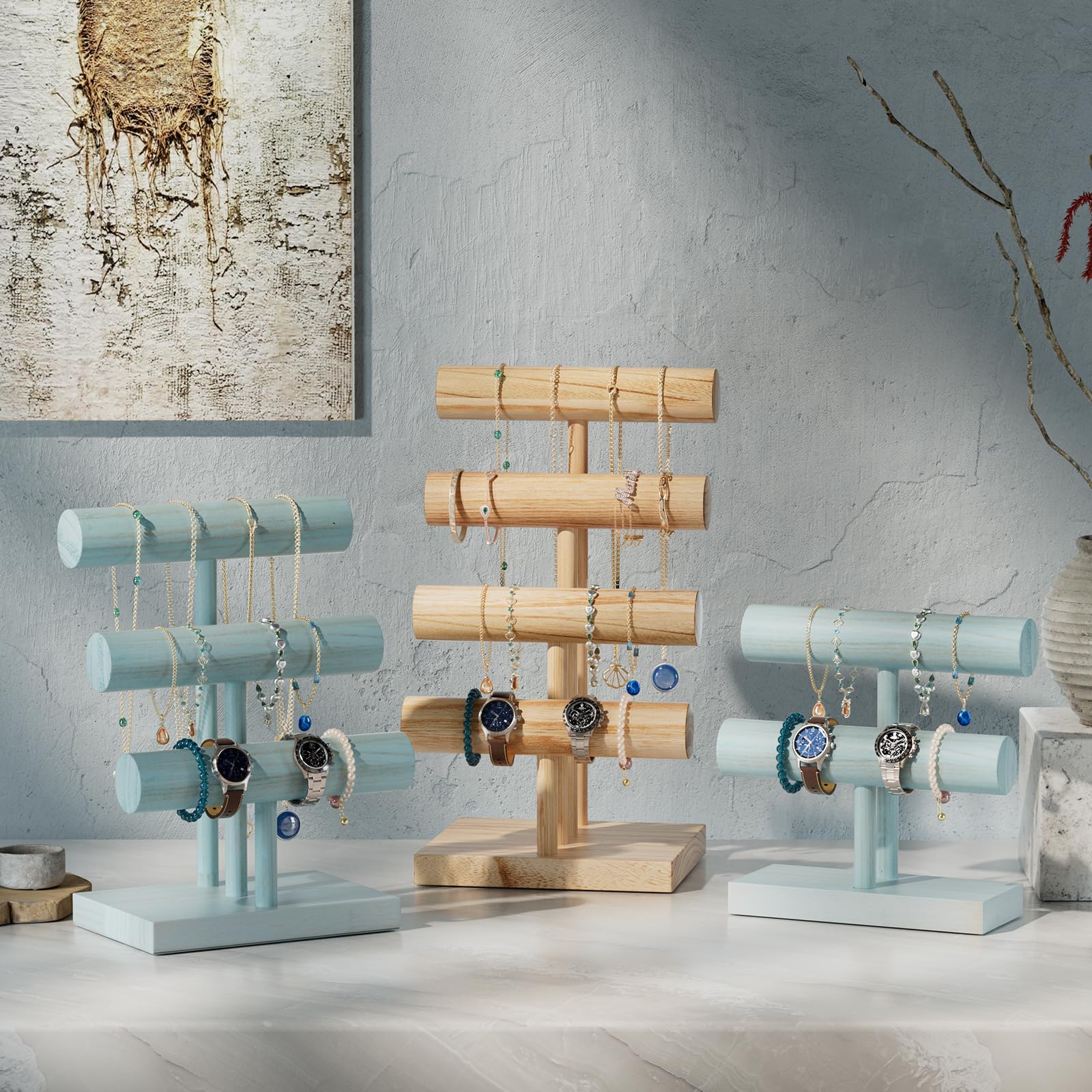 T-bar Wooden Bracelet Stand for Retail