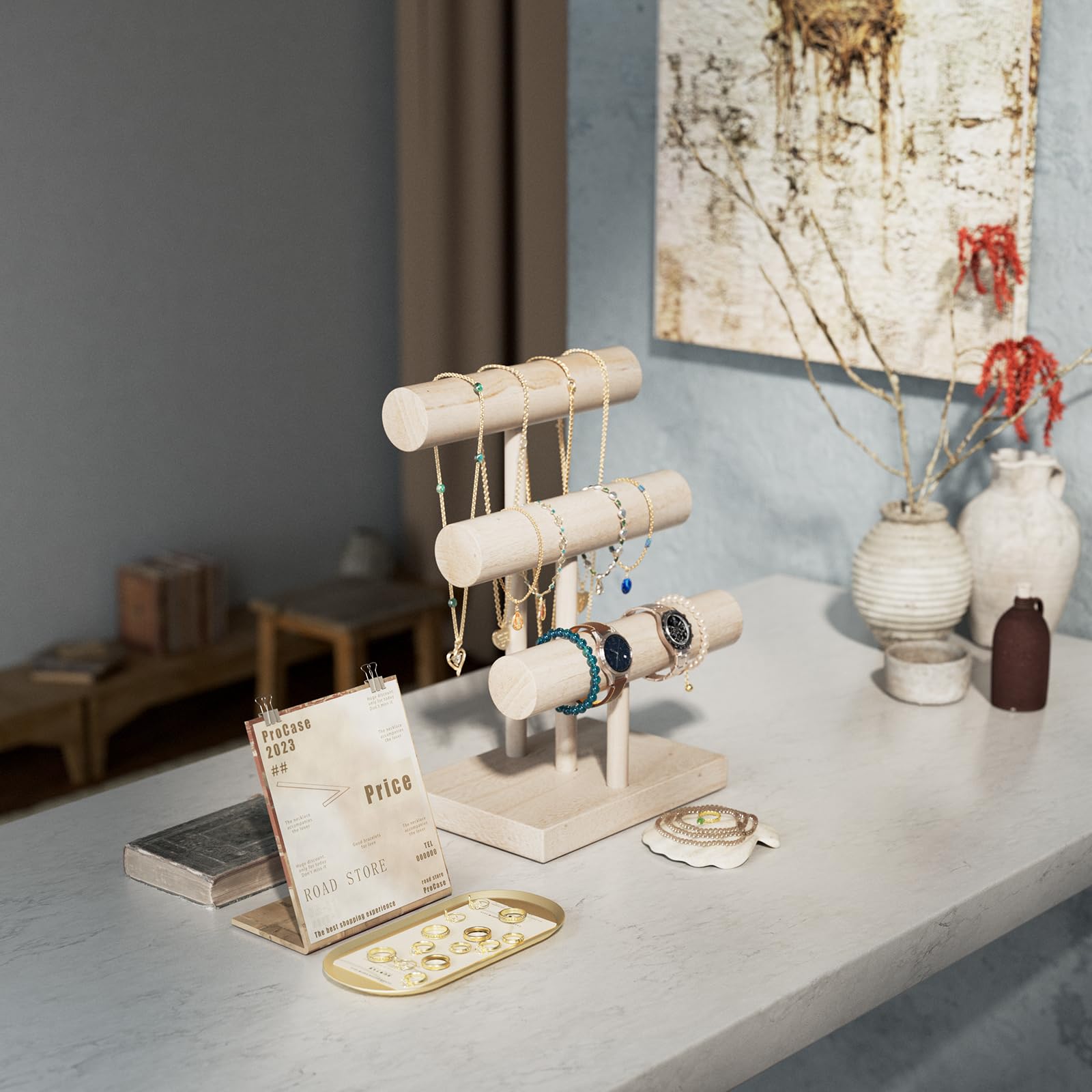 T-bar Wooden Bracelet Stand for Retail