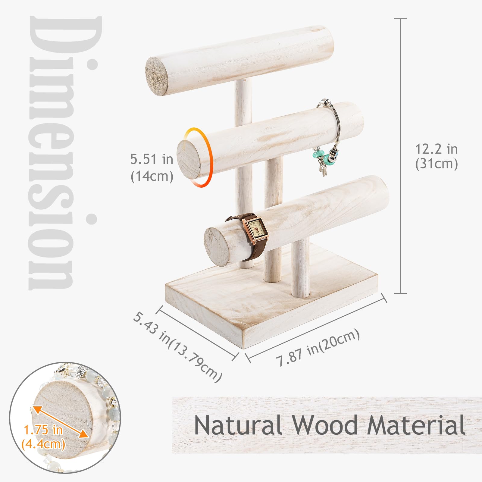 T-bar Wooden Bracelet Stand for Retail