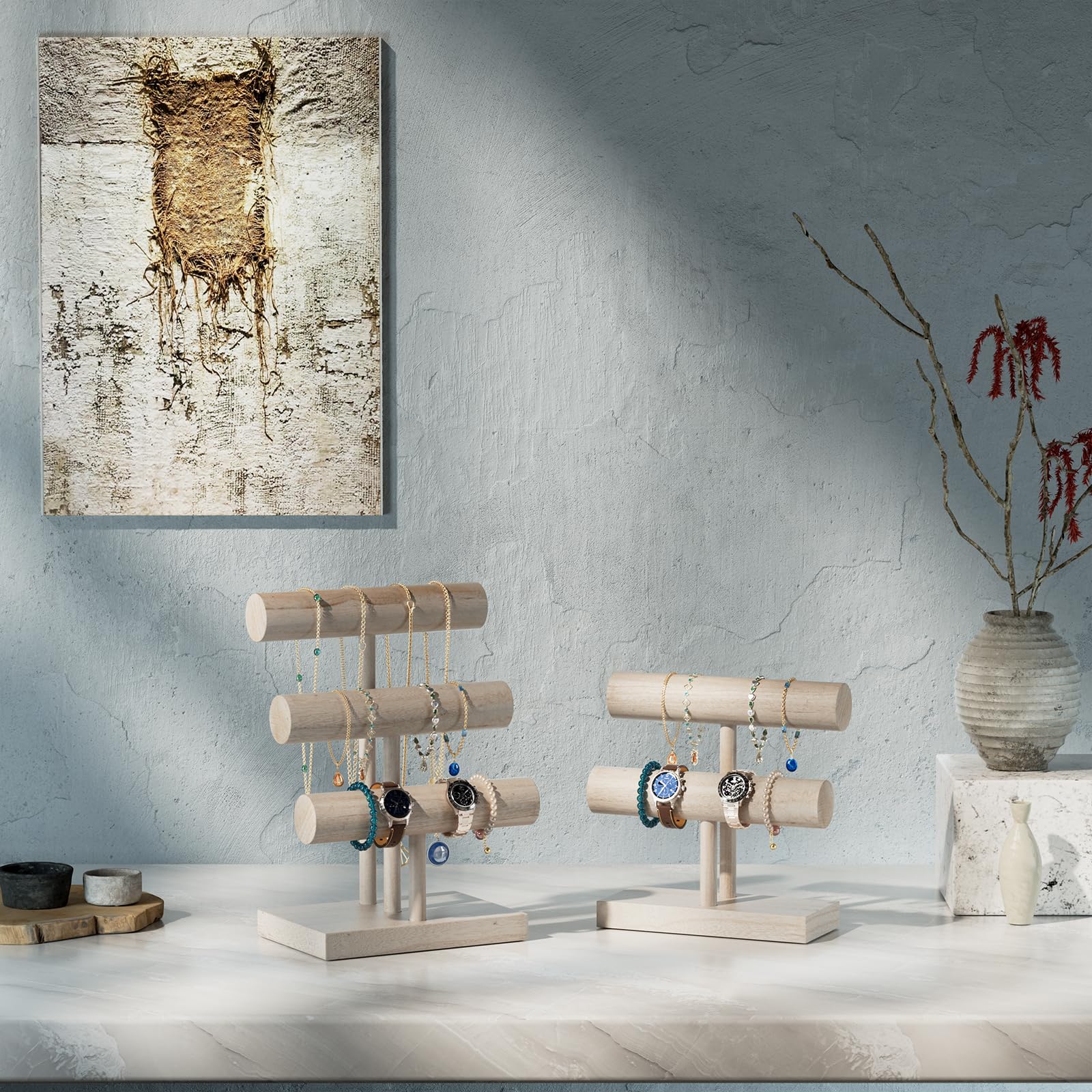 T-bar Wooden Bracelet Stand for Retail