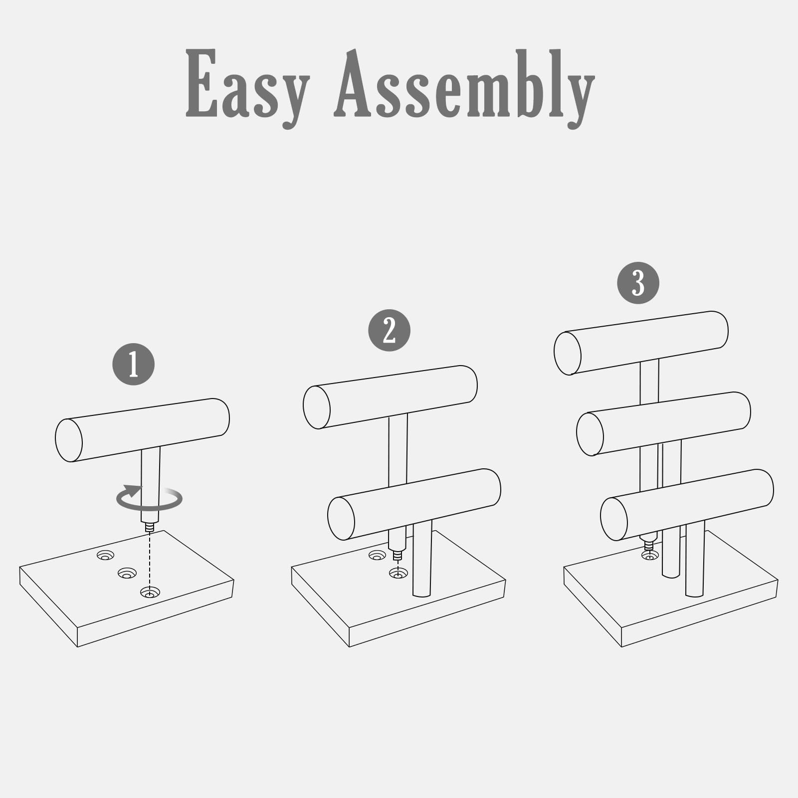T-bar Wooden Bracelet Stand for Retail