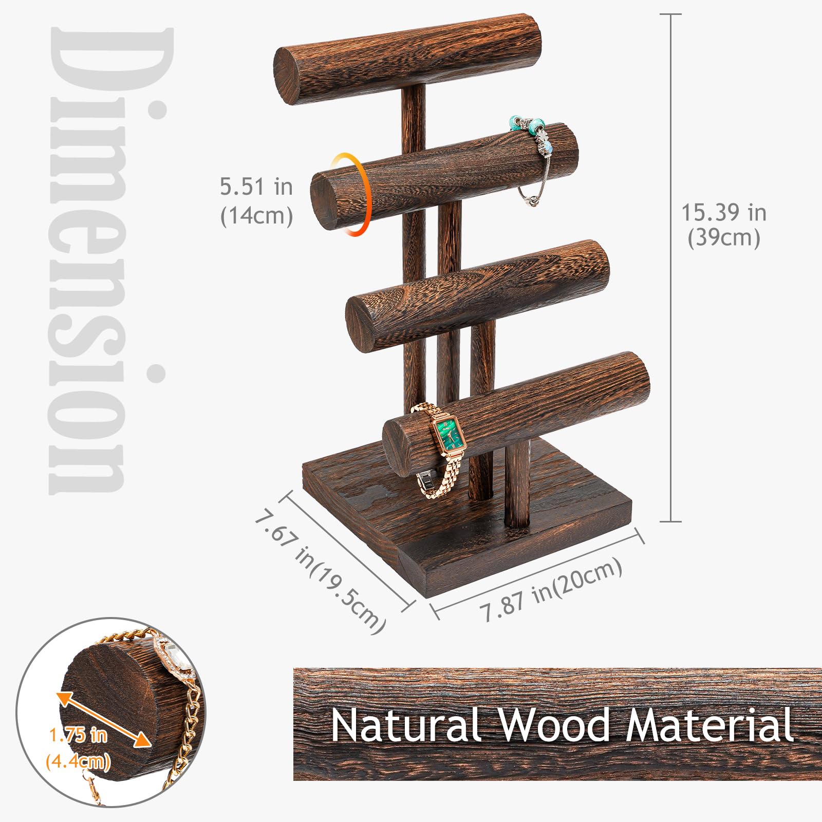 T-bar Wooden Bracelet Stand for Retail