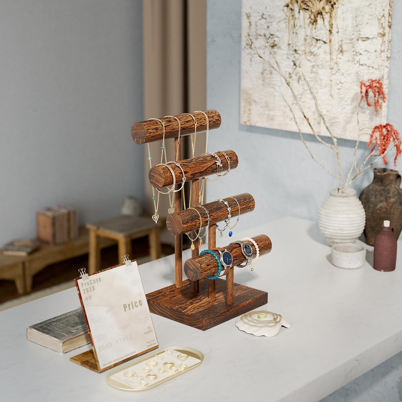 T-bar Wooden Bracelet Stand for Retail