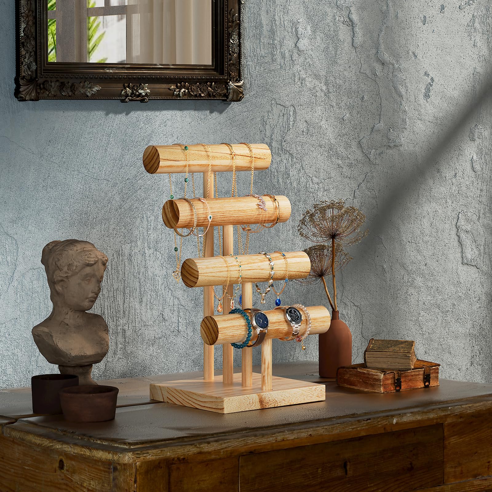 T-bar Wooden Bracelet Stand for Retail