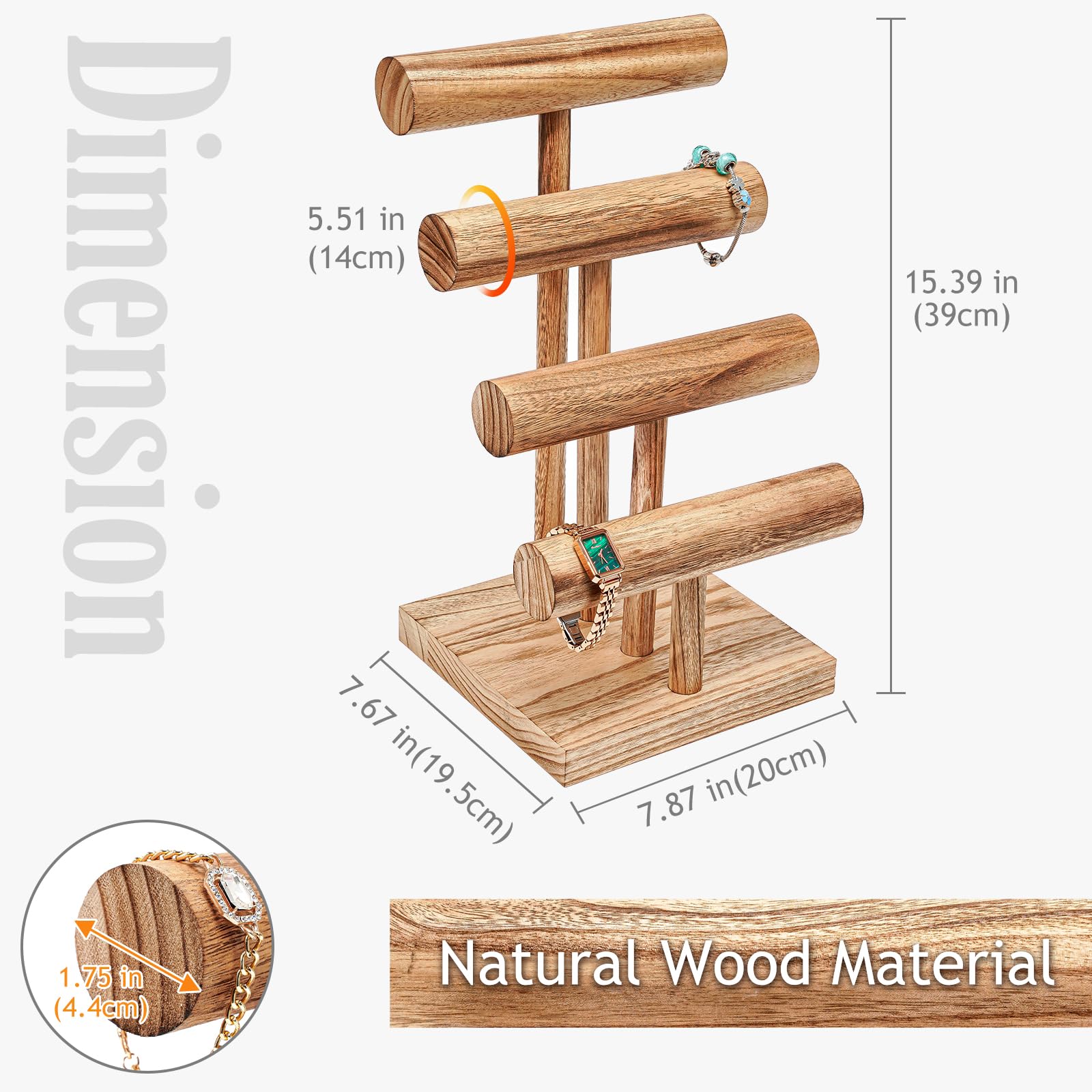 T-bar Wooden Bracelet Stand for Retail
