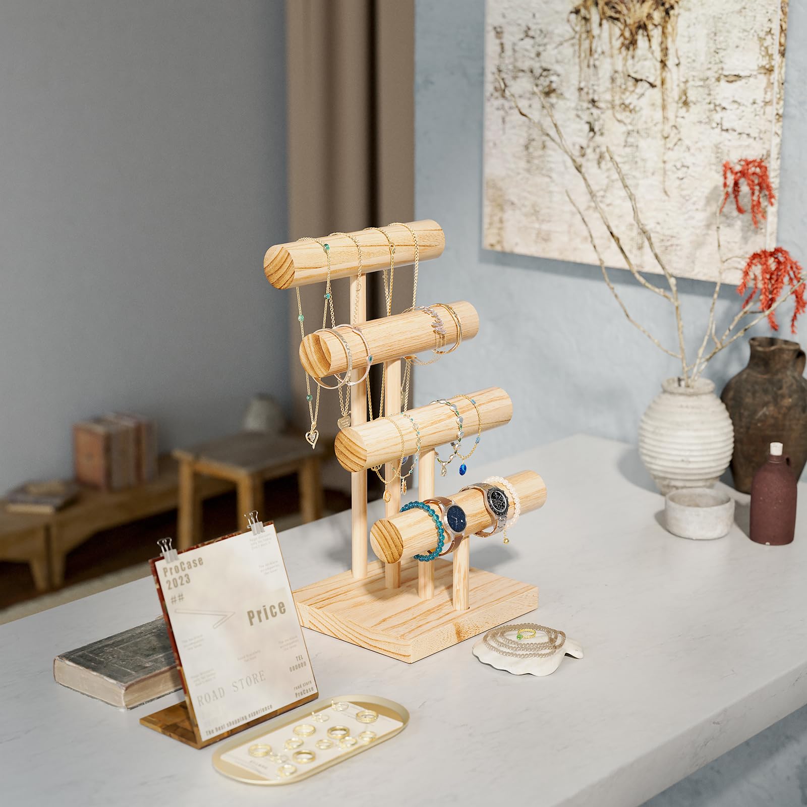 T-bar Wooden Bracelet Stand for Retail
