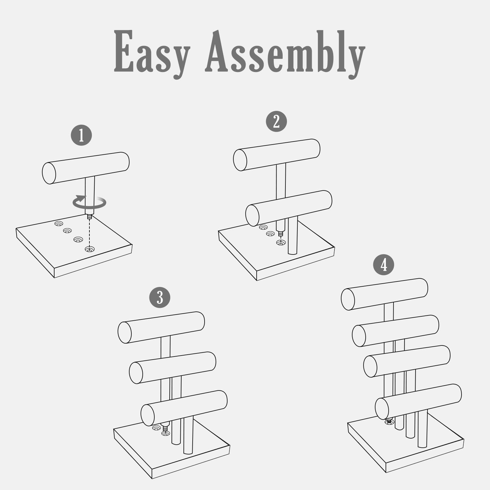 T-bar Wooden Bracelet Stand for Retail