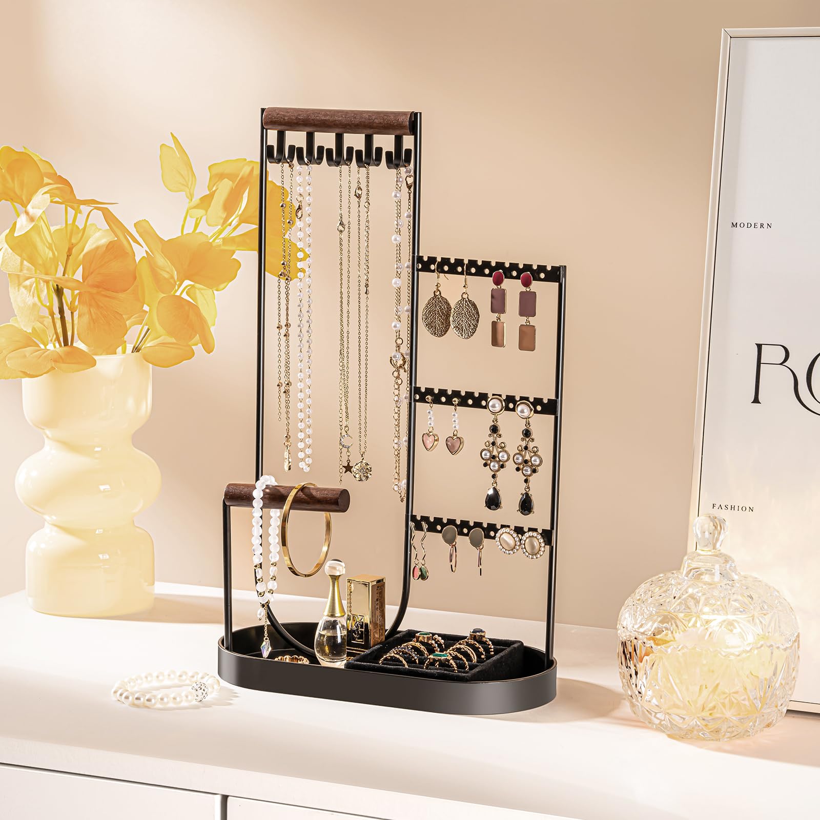 Jewelry Stand with Velvet Ring Tray