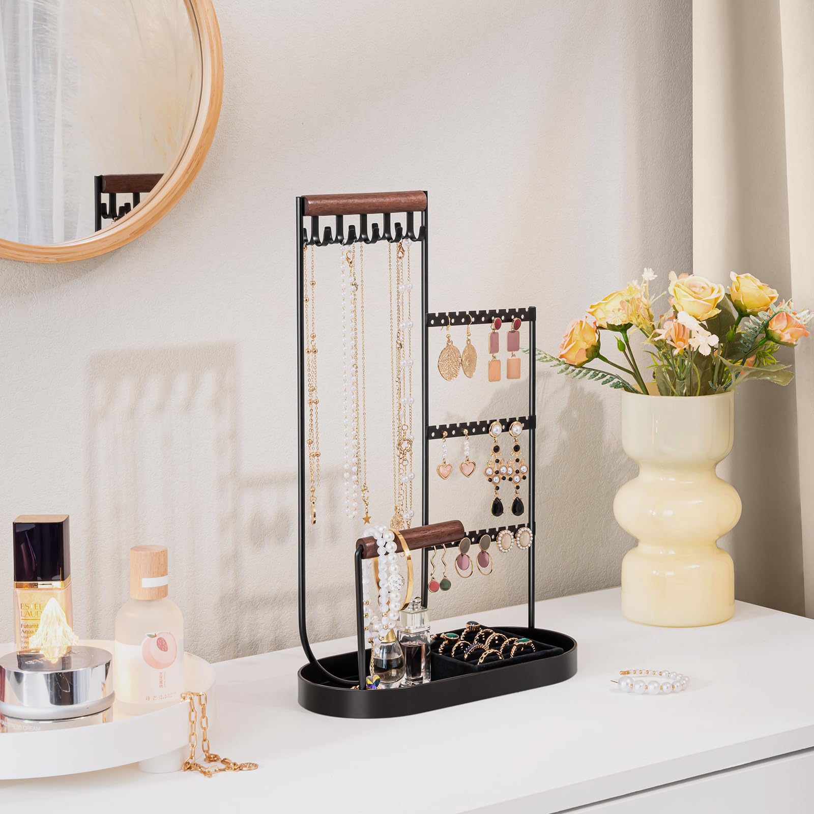 Jewelry Stand with Velvet Ring Tray