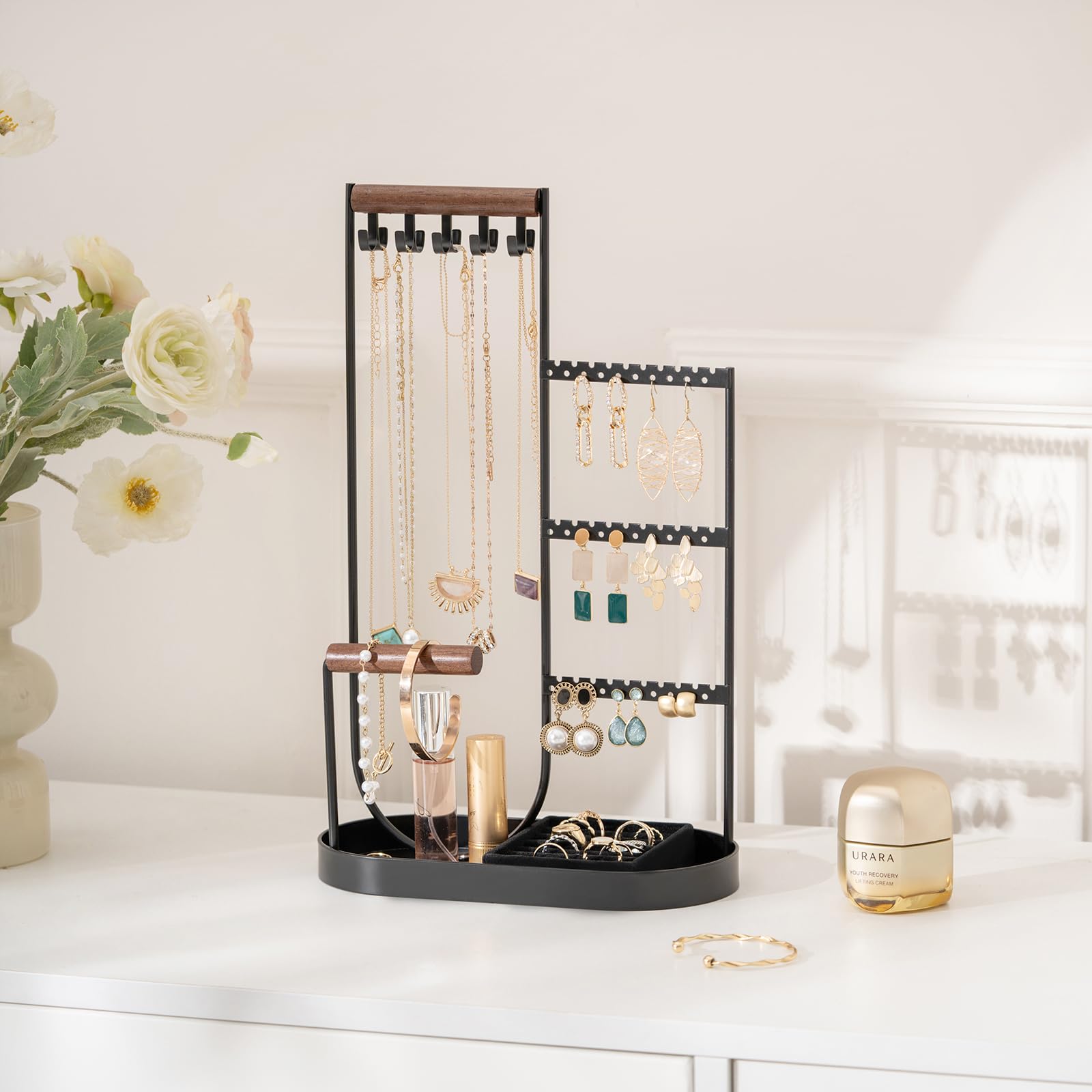 Jewelry Stand with Velvet Ring Tray