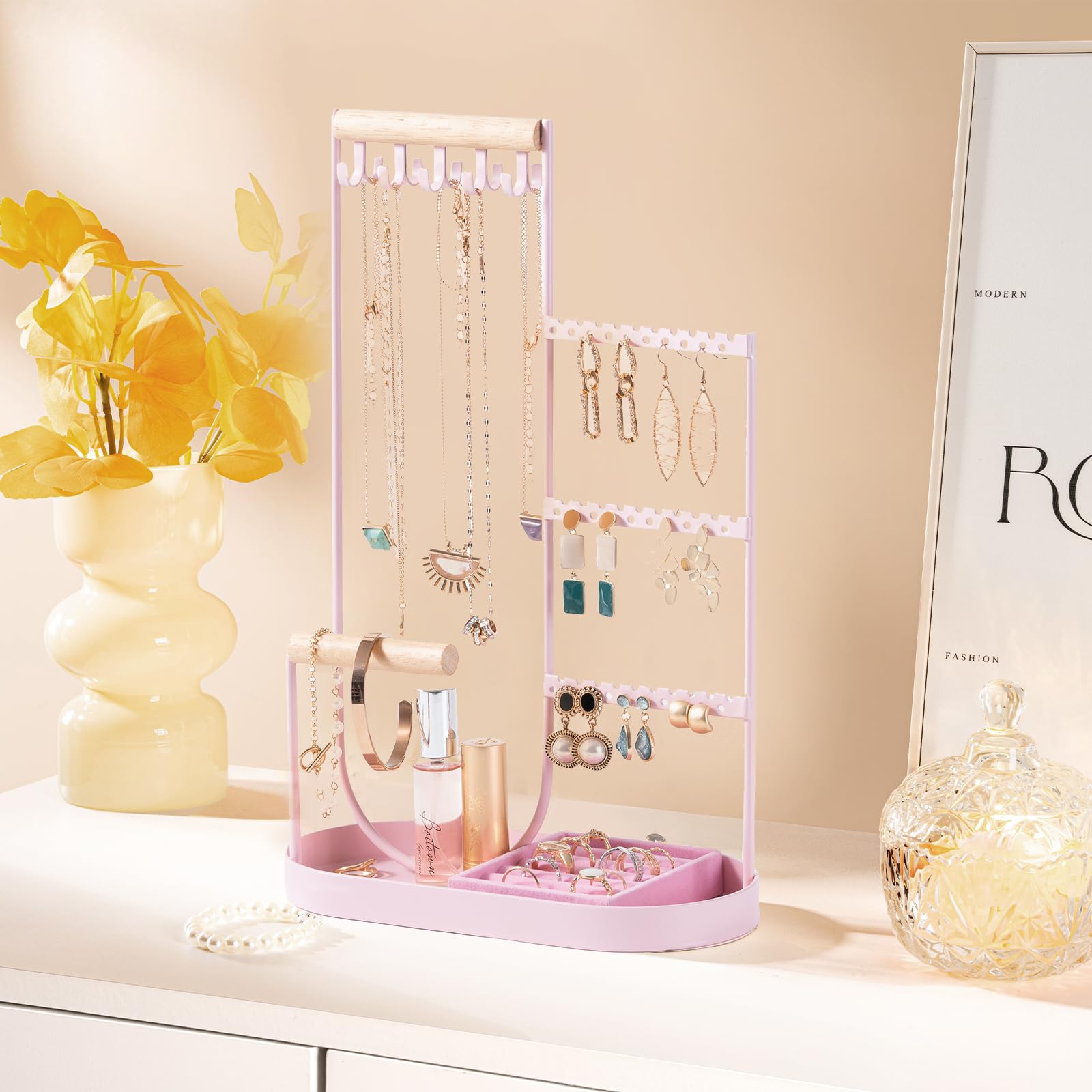 Jewelry Stand with Velvet Ring Tray