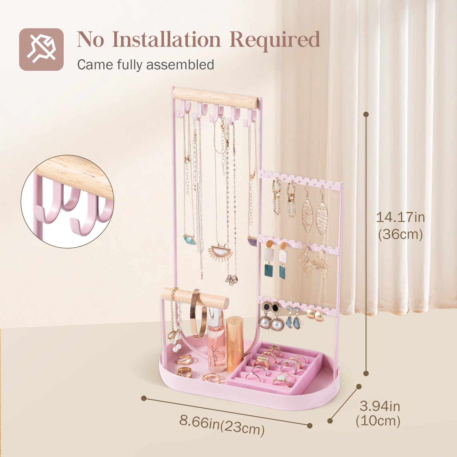 Jewelry Stand with Velvet Ring Tray