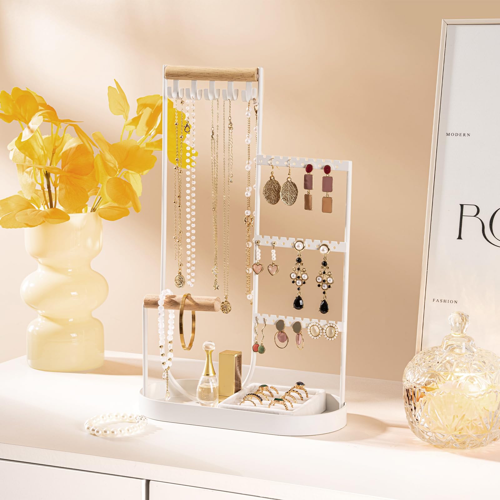 Jewelry Stand with Velvet Ring Tray