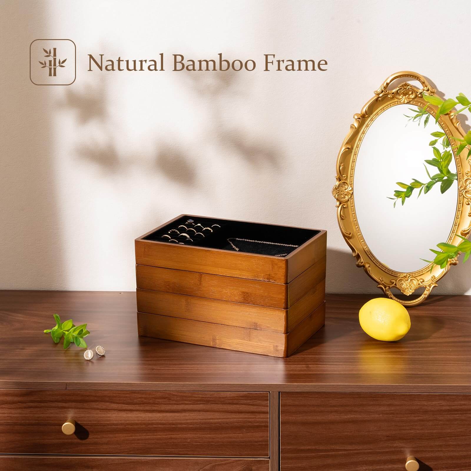 Bamboo Stackable Jewelry Organizer Tray
