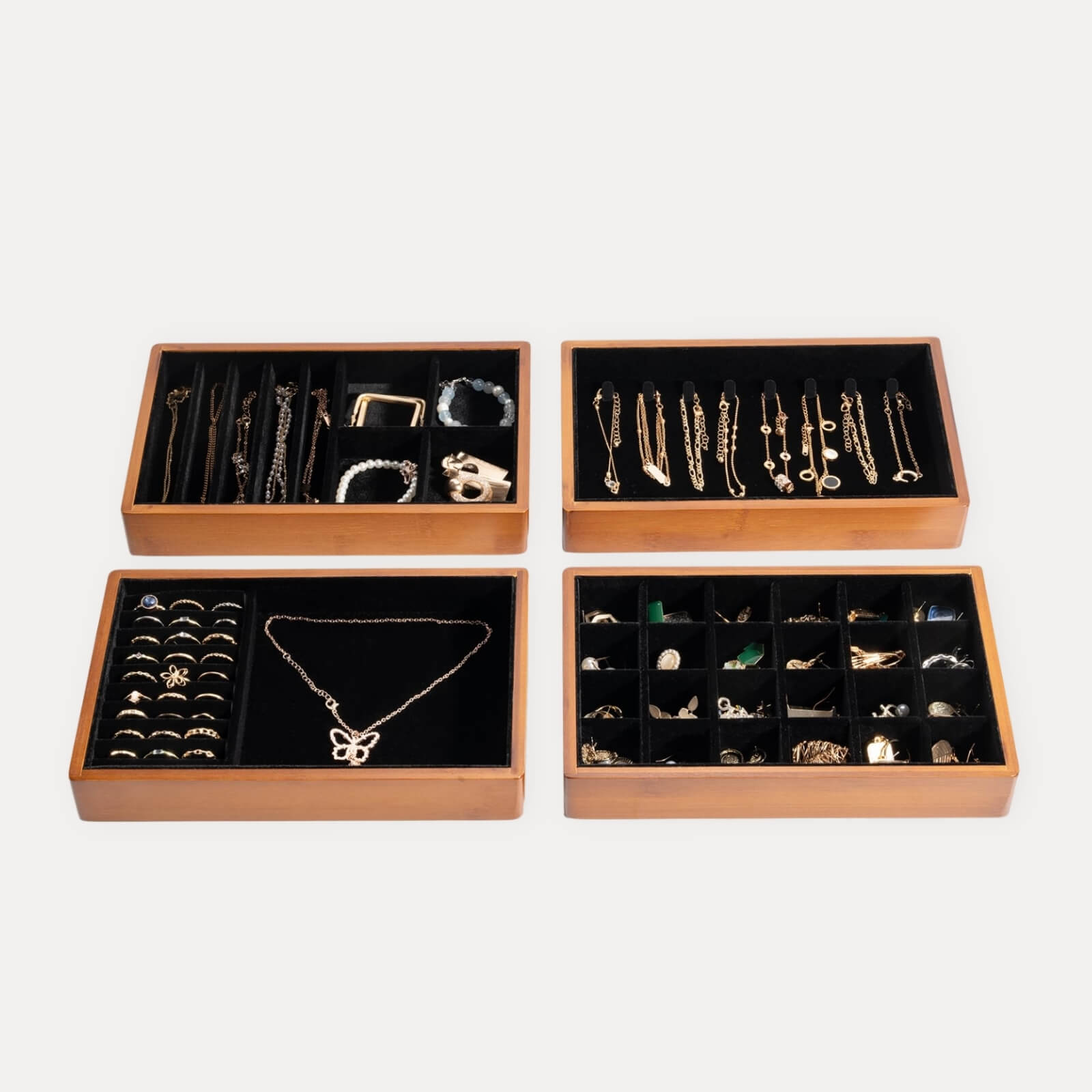Bamboo Stackable Jewelry Organizer Tray