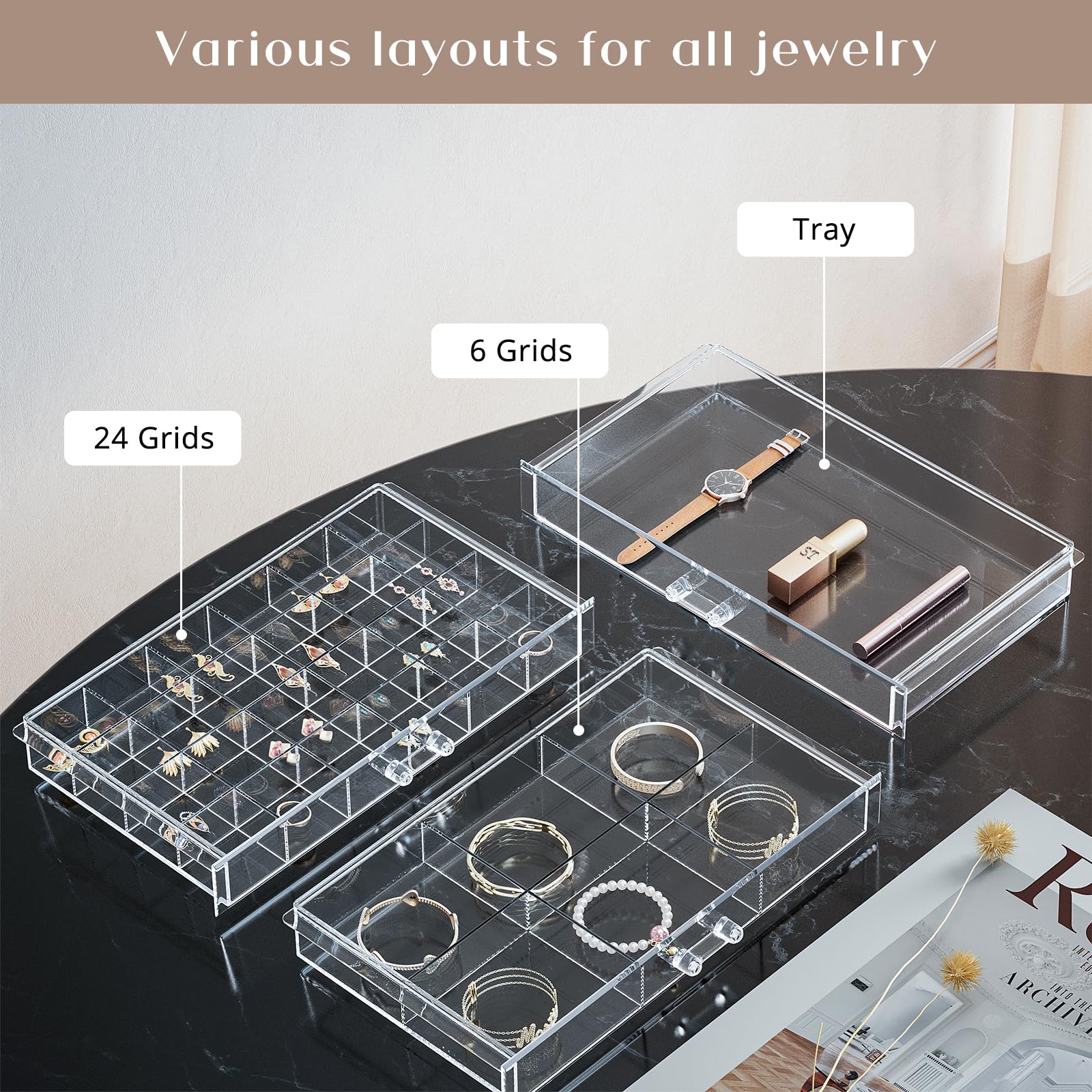Large Acylic Jewelry Storage Box Clear