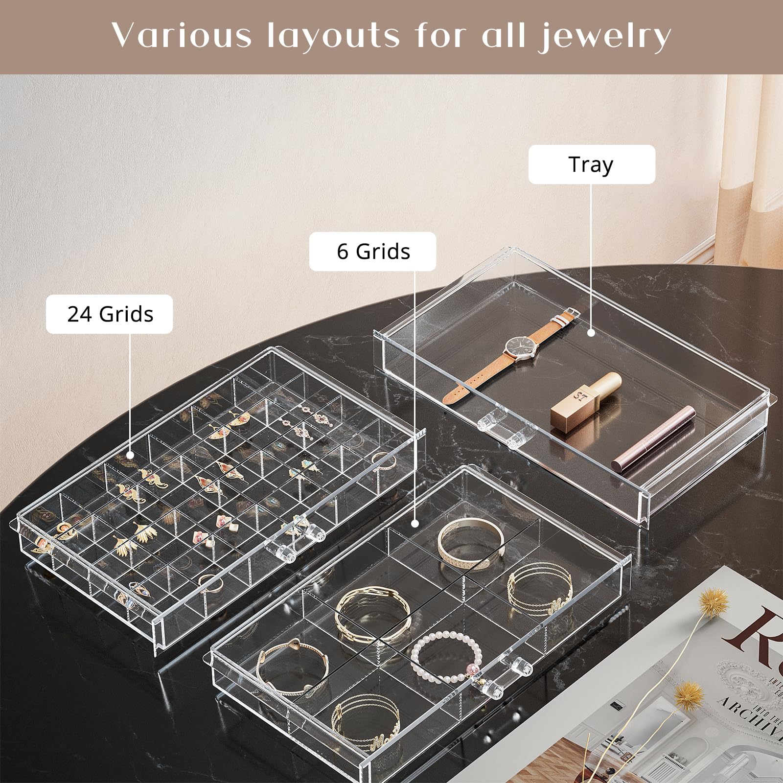 Large Acylic Jewelry Storage Box Clear