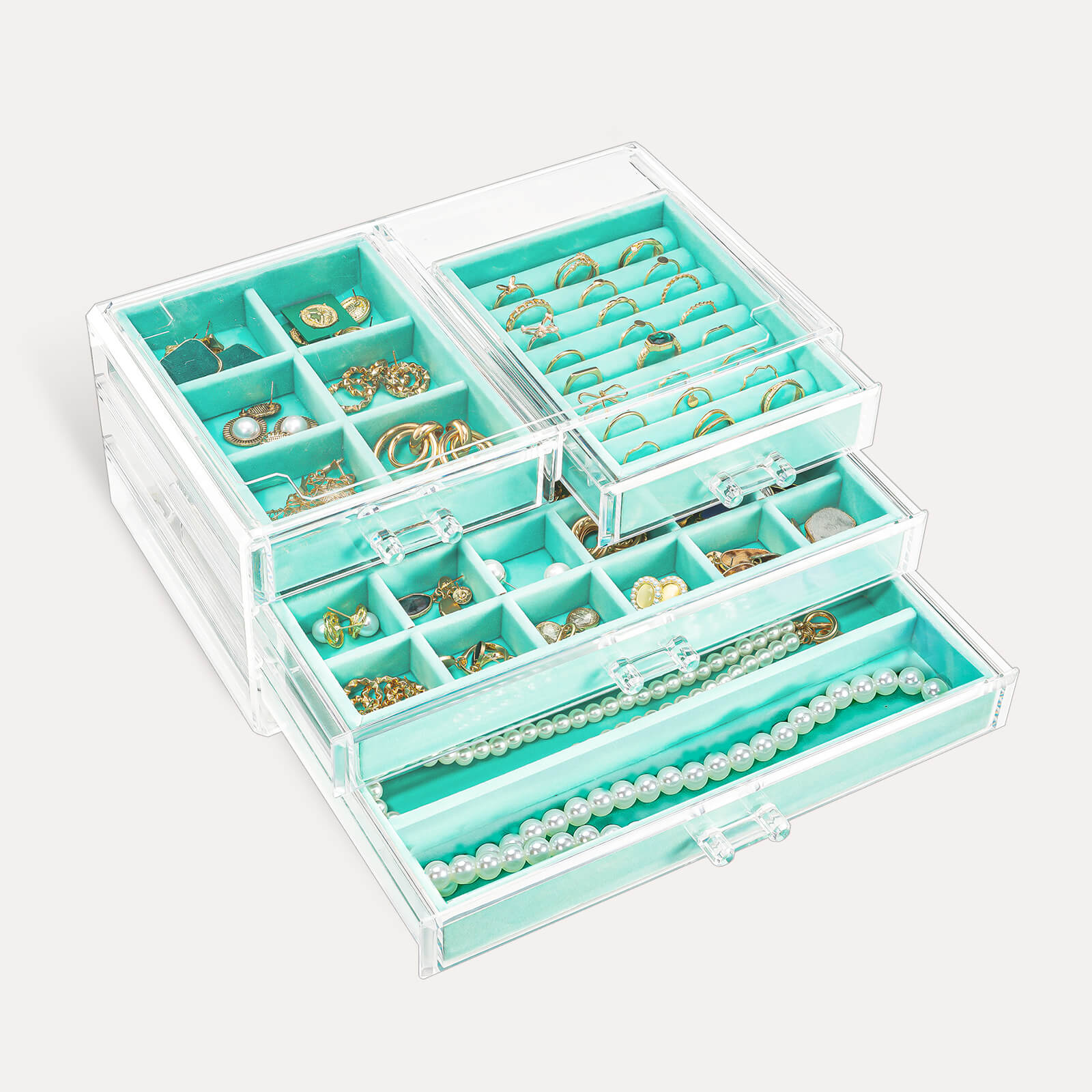 Large Acrylic Jewelry Box with Velvet Trays