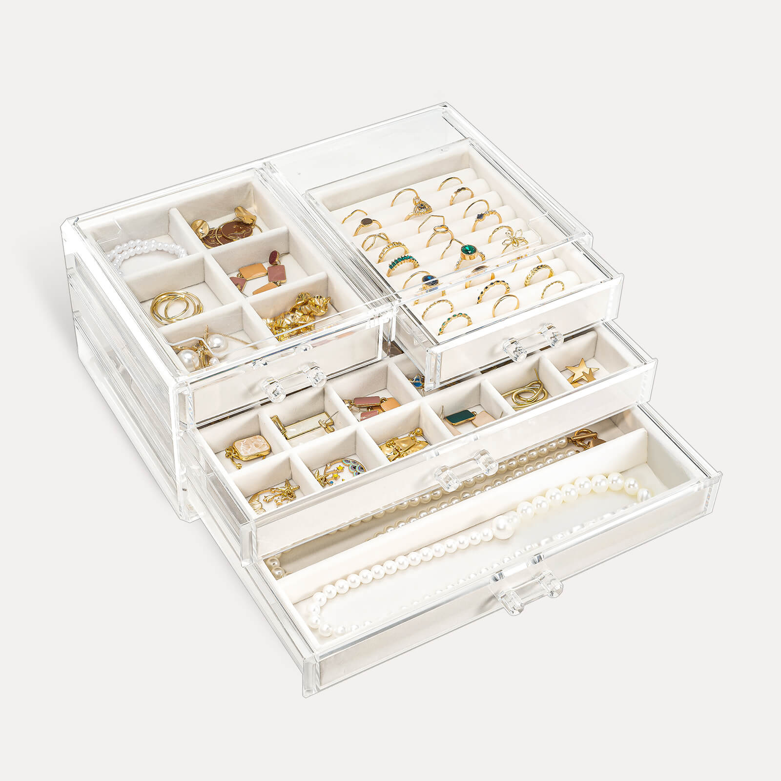 Large Acrylic Jewelry Box with Velvet Trays