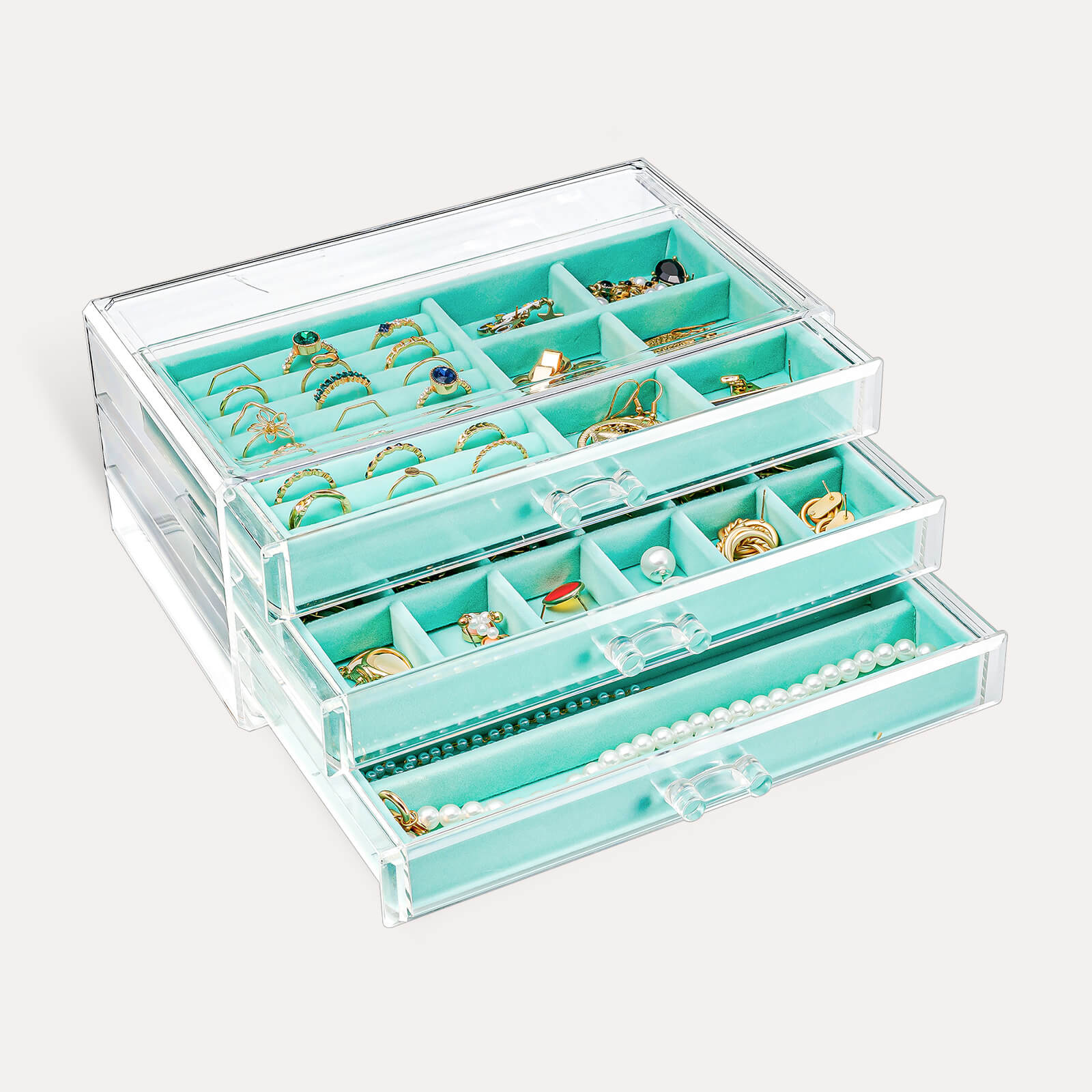 Large Acrylic Jewelry Box with Velvet Trays