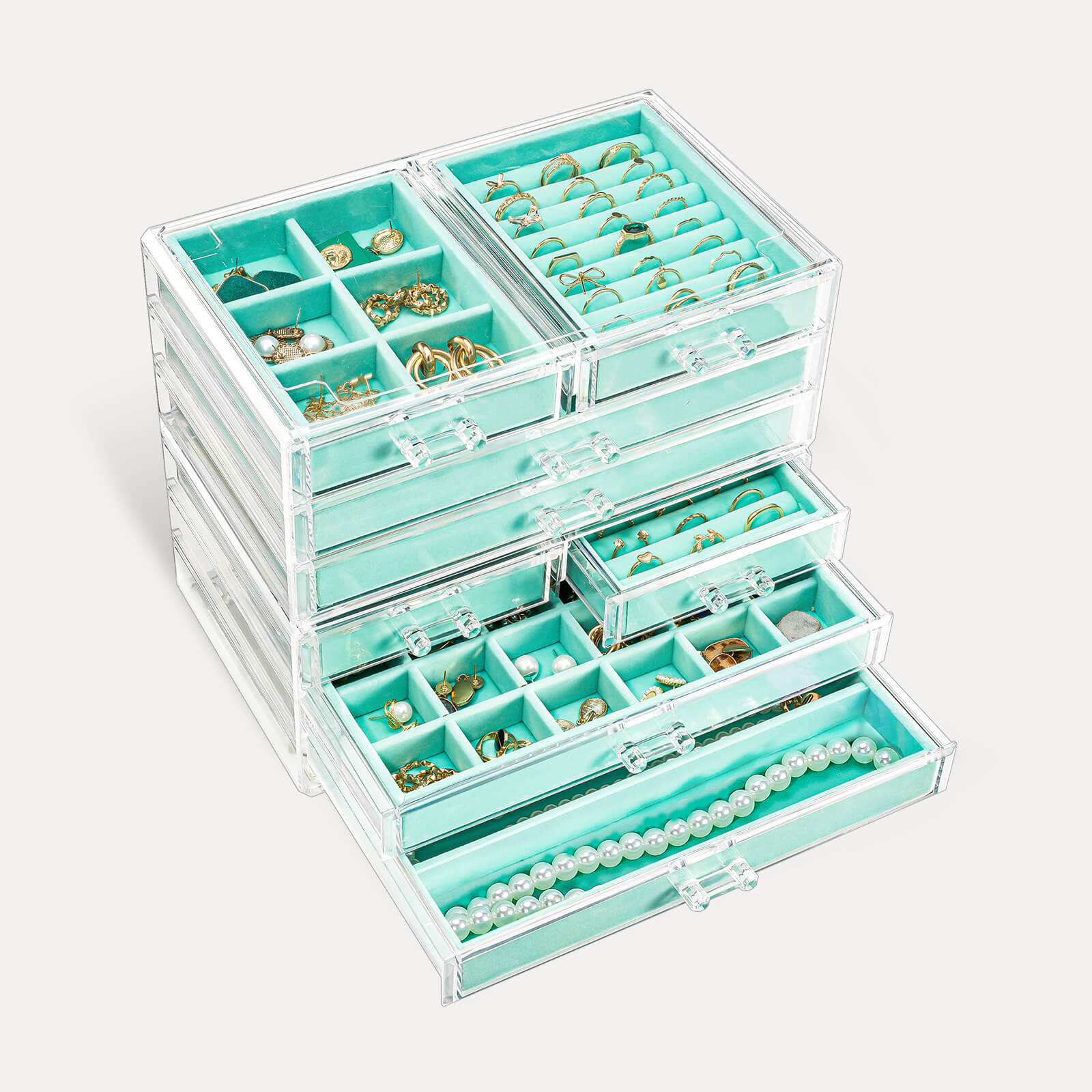 Large Acrylic Jewelry Box with Velvet Trays