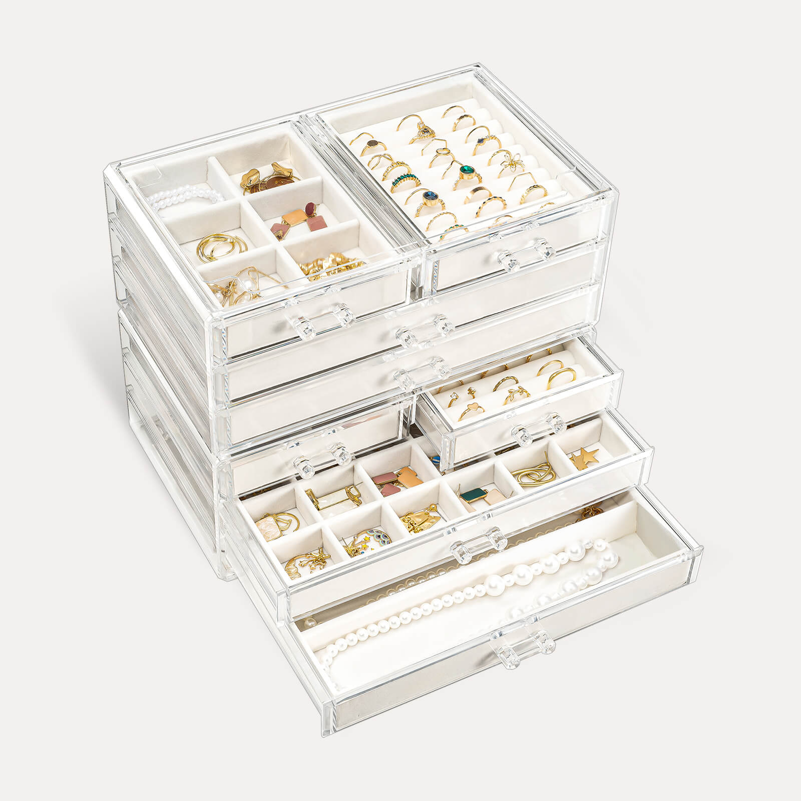 Large Acrylic Jewelry Box with Velvet Trays