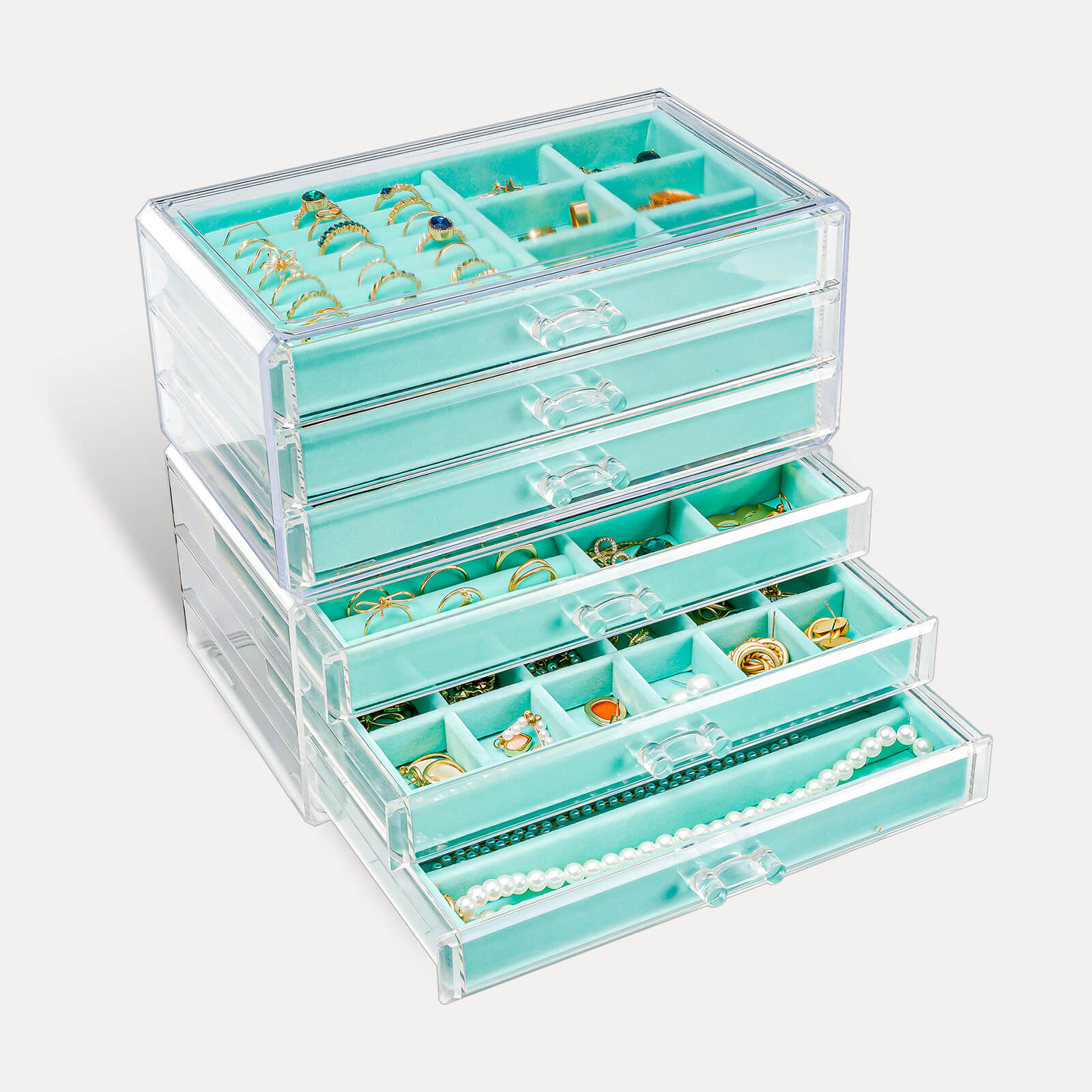 Large Acrylic Jewelry Box with Velvet Trays