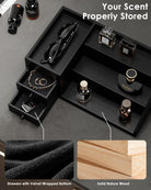 3-Tier Elevated Wood Perfume Storage Display Shelf with Drawers