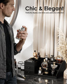 3-Tier Elevated Wood Perfume Storage Display Shelf with Drawers