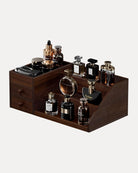 3-Tier Elevated Wood Perfume Storage Display Shelf with Drawers