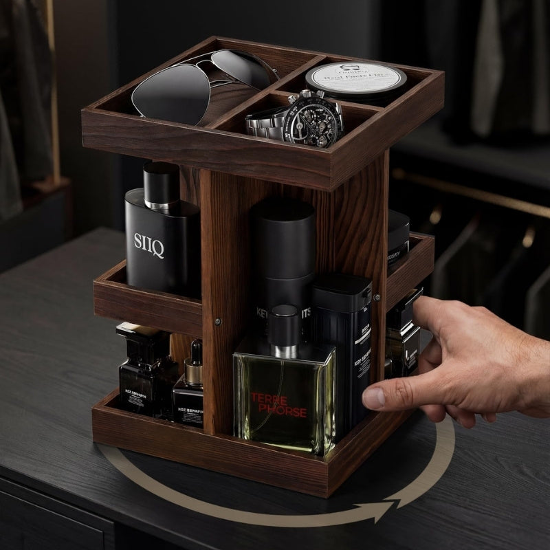 3-Tier 360° Rotating Wooden Organizer