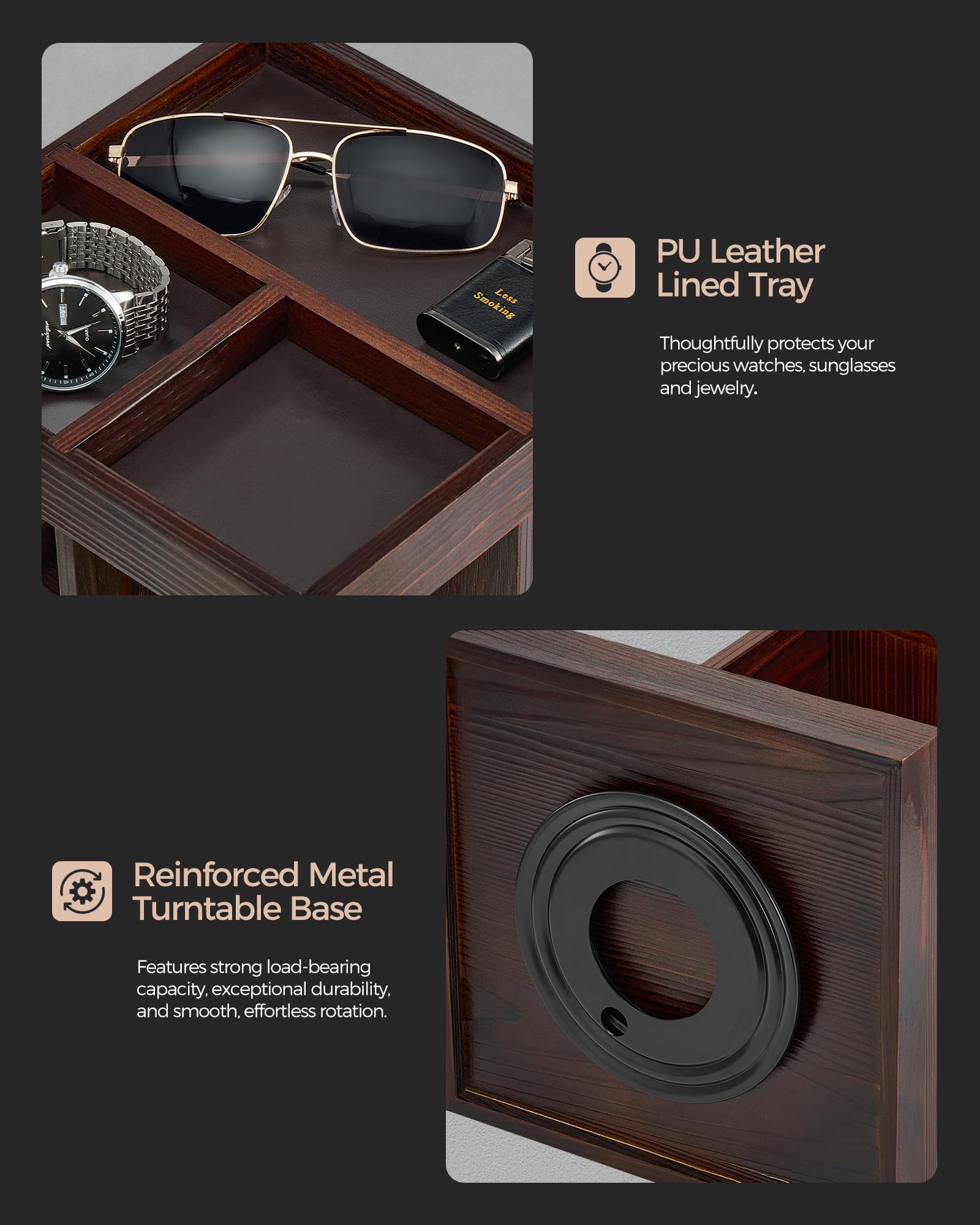 3-Tier 360° Rotating Wooden Organizer