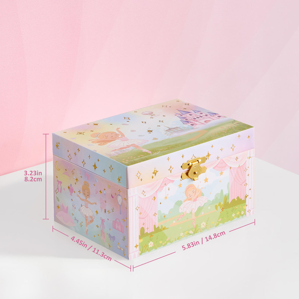Ballerina musical jewelry box for girls with optional jewelry set - exterior view