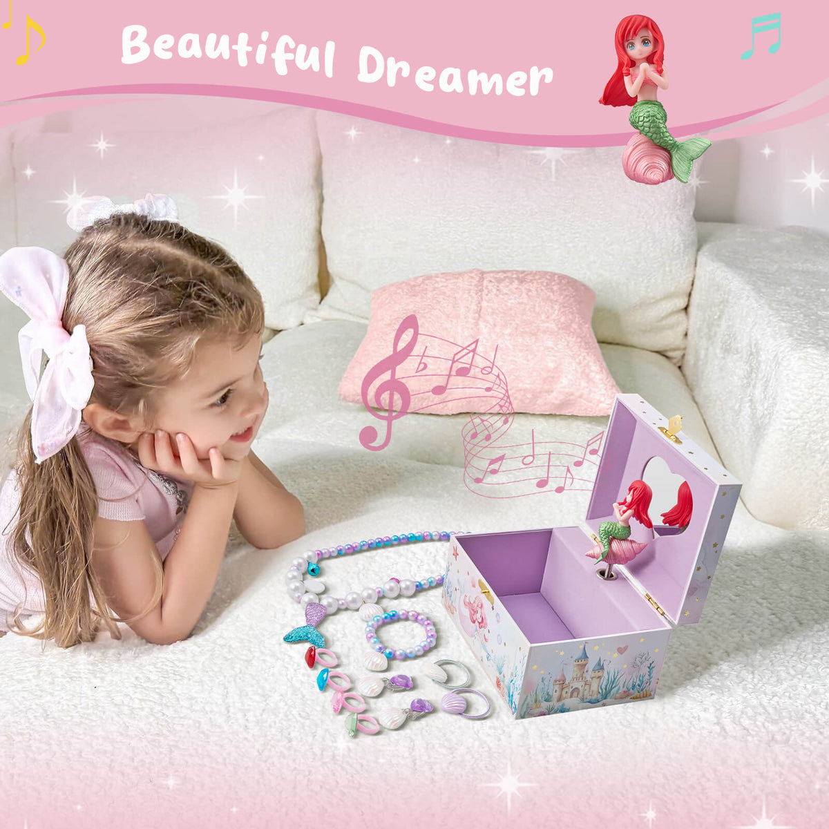 Musical Jewelry Box for Girls - Unicorn / Mermaid / Princess Jewelry Set Optional