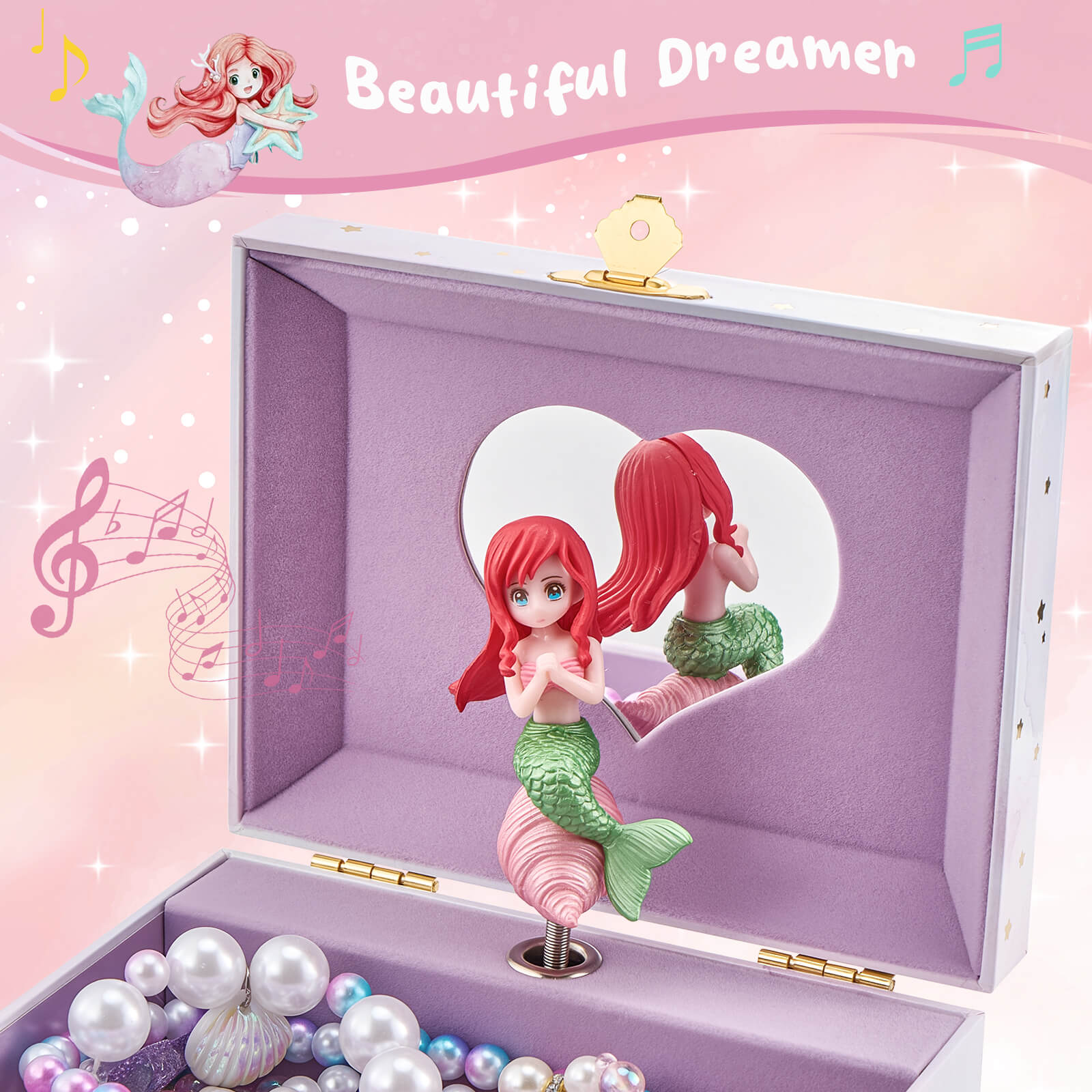 Musical Jewelry Box for Girls - Unicorn / Mermaid / Princess Jewelry Set Optional