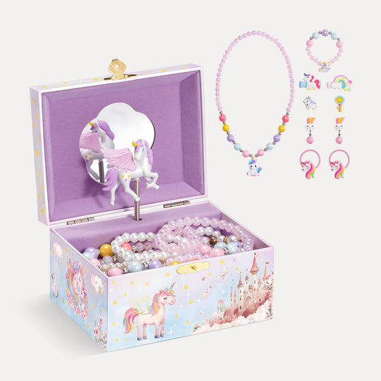Musical Jewelry Box with Unicorn for Girls (Jewelry Set Optional)